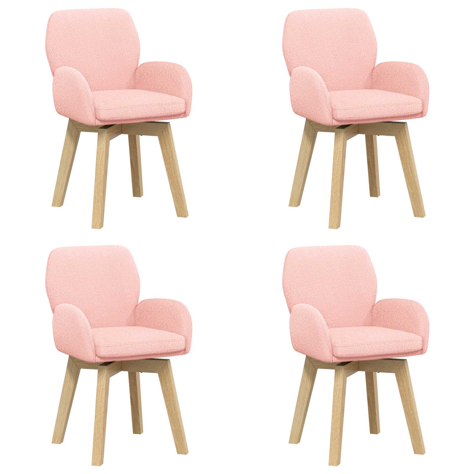 Okretne blagovaonske stolice 4 pcs Bouclé Ružičasta