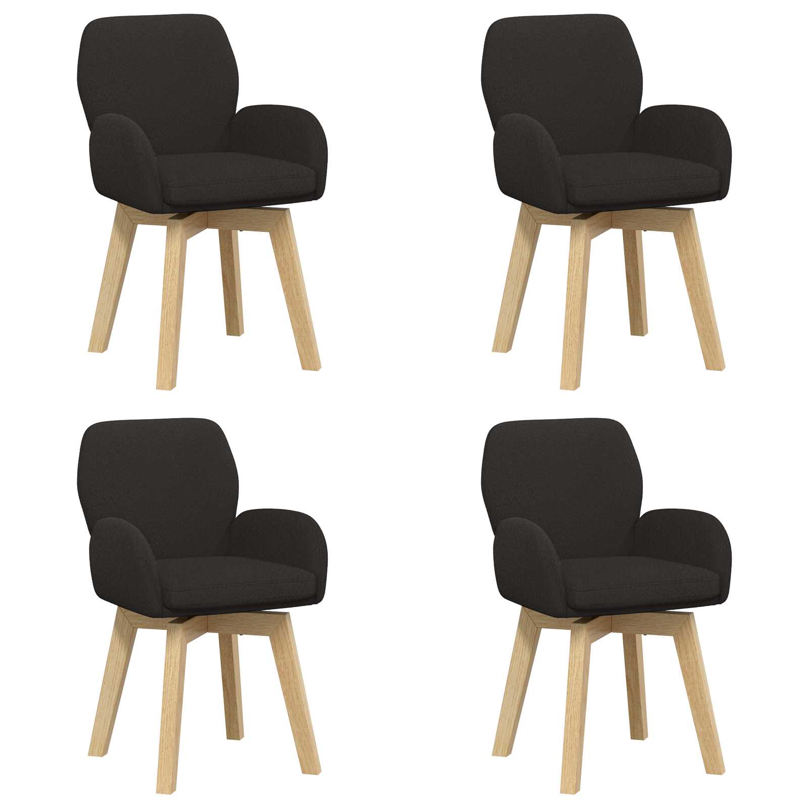 Okretne blagovaonske stolice 4 pcs Bouclé Crna 54 x 58 x 87 cm