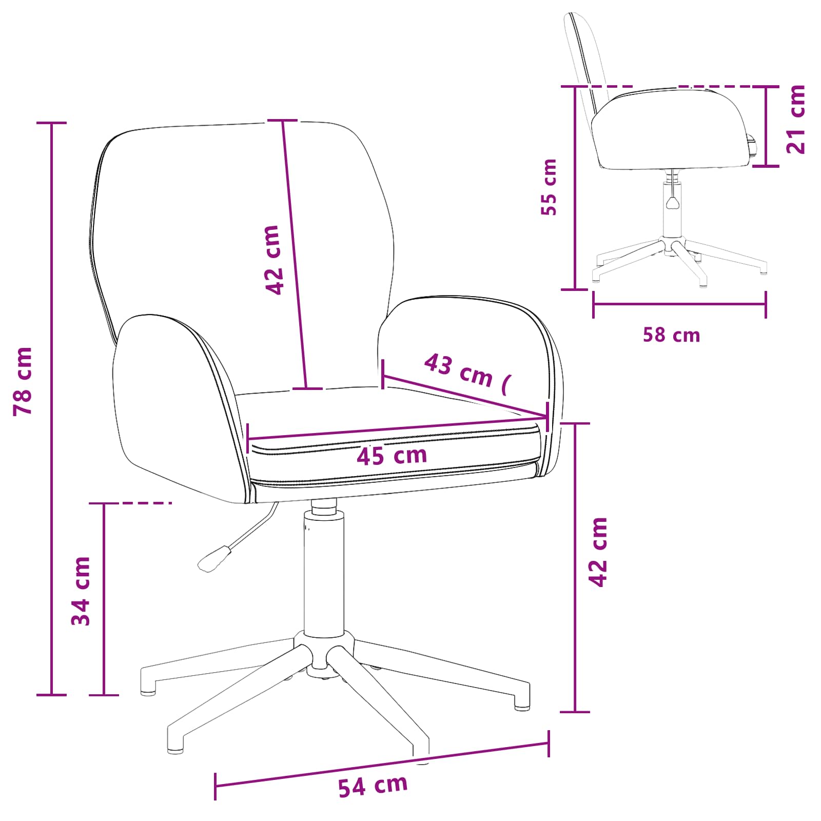 Okretne radne stolice 2 kom. 54 x 58 x 90 cm Tamnozelena