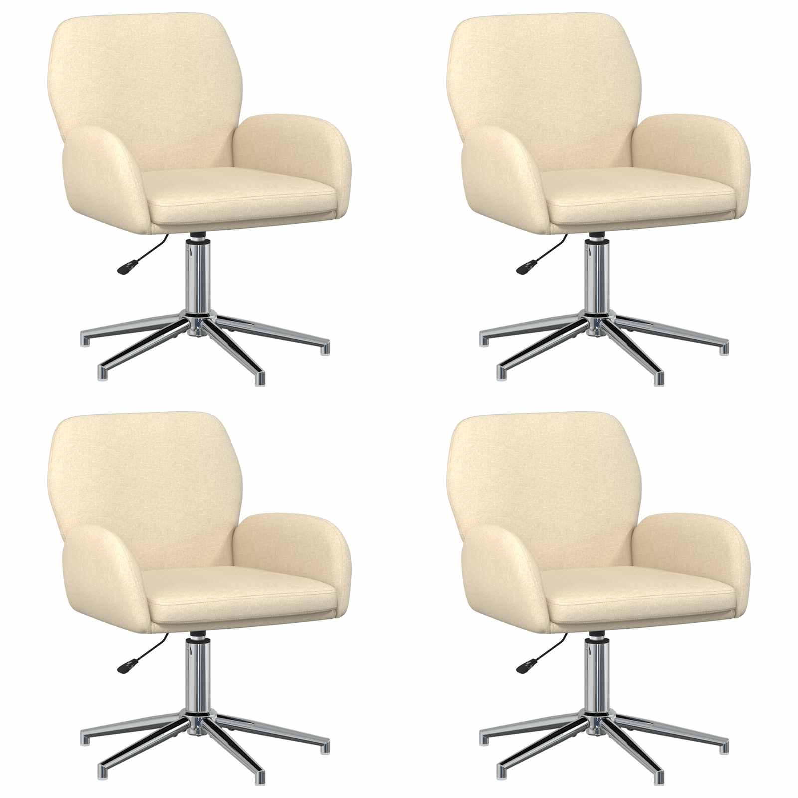 Okretne radne stolice 4 kom. 54 x 58 x 90 cm Krem Tkanina