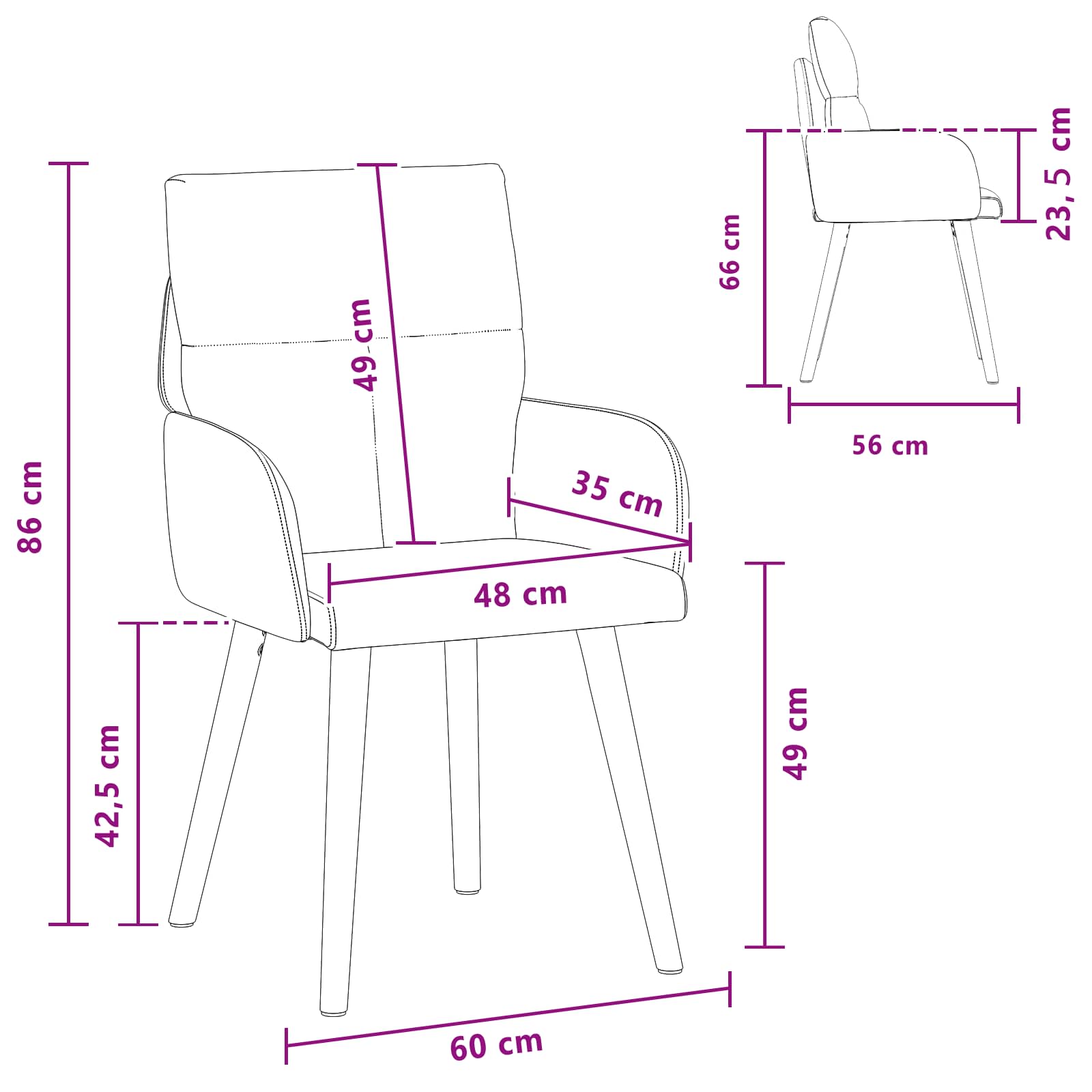 Trpezarijske stolice 4 pcs Tkanina Plava 60 x 56 x 96 cm