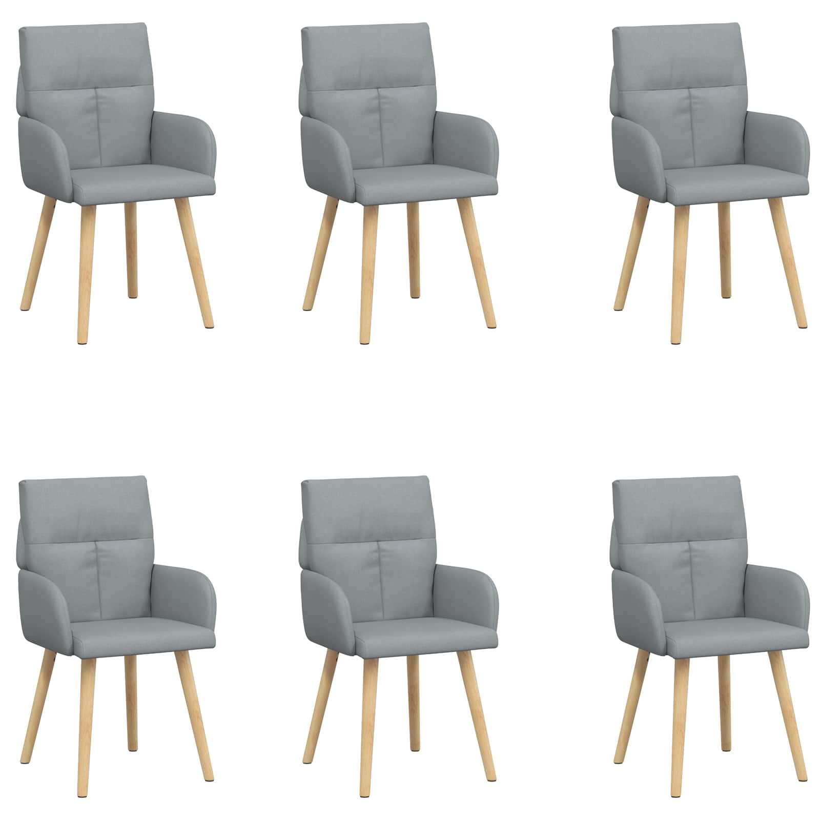 Trpezarijske stolice 6 pcs Tkanina Svjetlosiva 60 x 56 x 96 cm