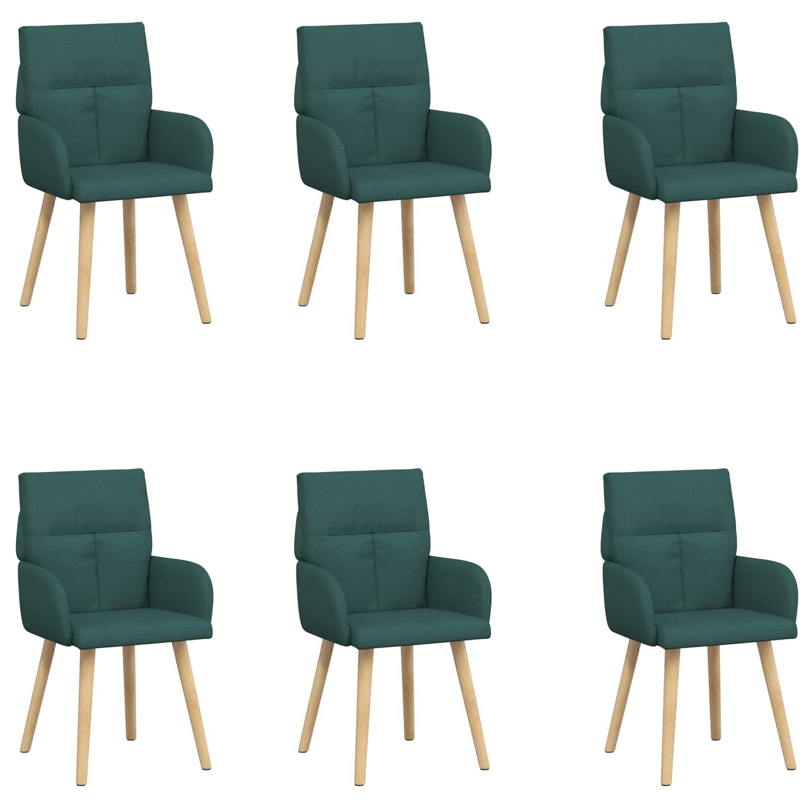 Trpezarijske stolice 6 pcs Tkanina Tamnozelena 60 x 56 x 96 cm