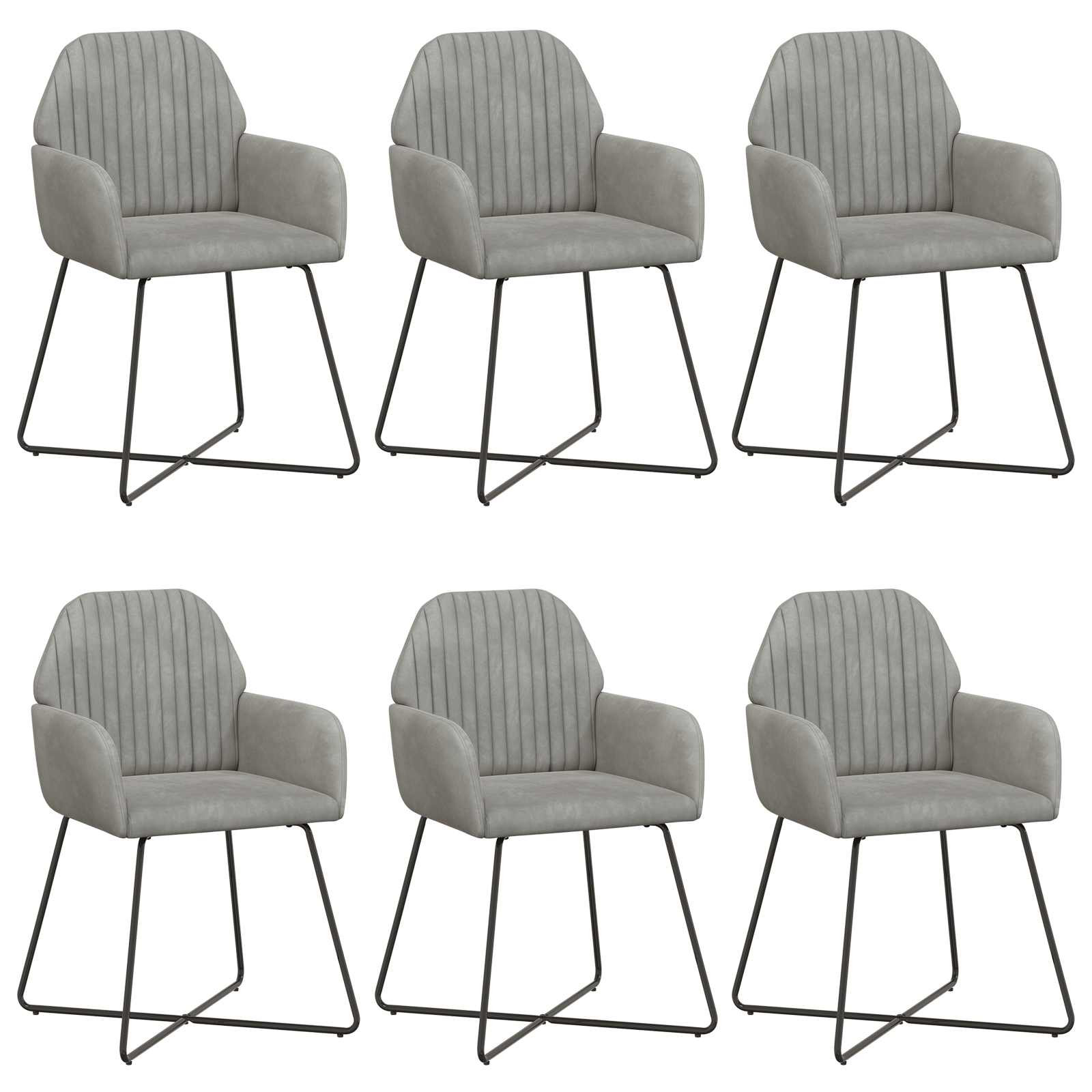 Trpezarijske stolice 6 pcs Baršun Svjetlosiva 55 x 50 x 84 cm