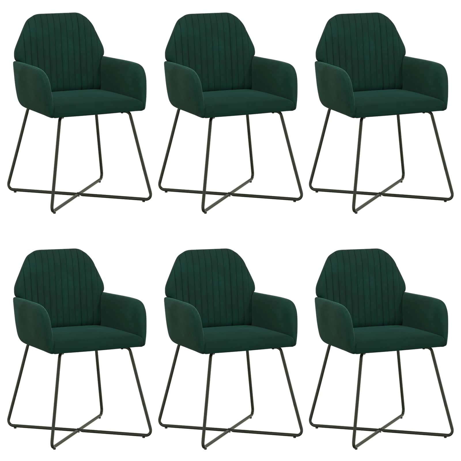 Trpezarijske stolice 6 pcs Baršun Tamnozelena 55 x 50 x 84 cm