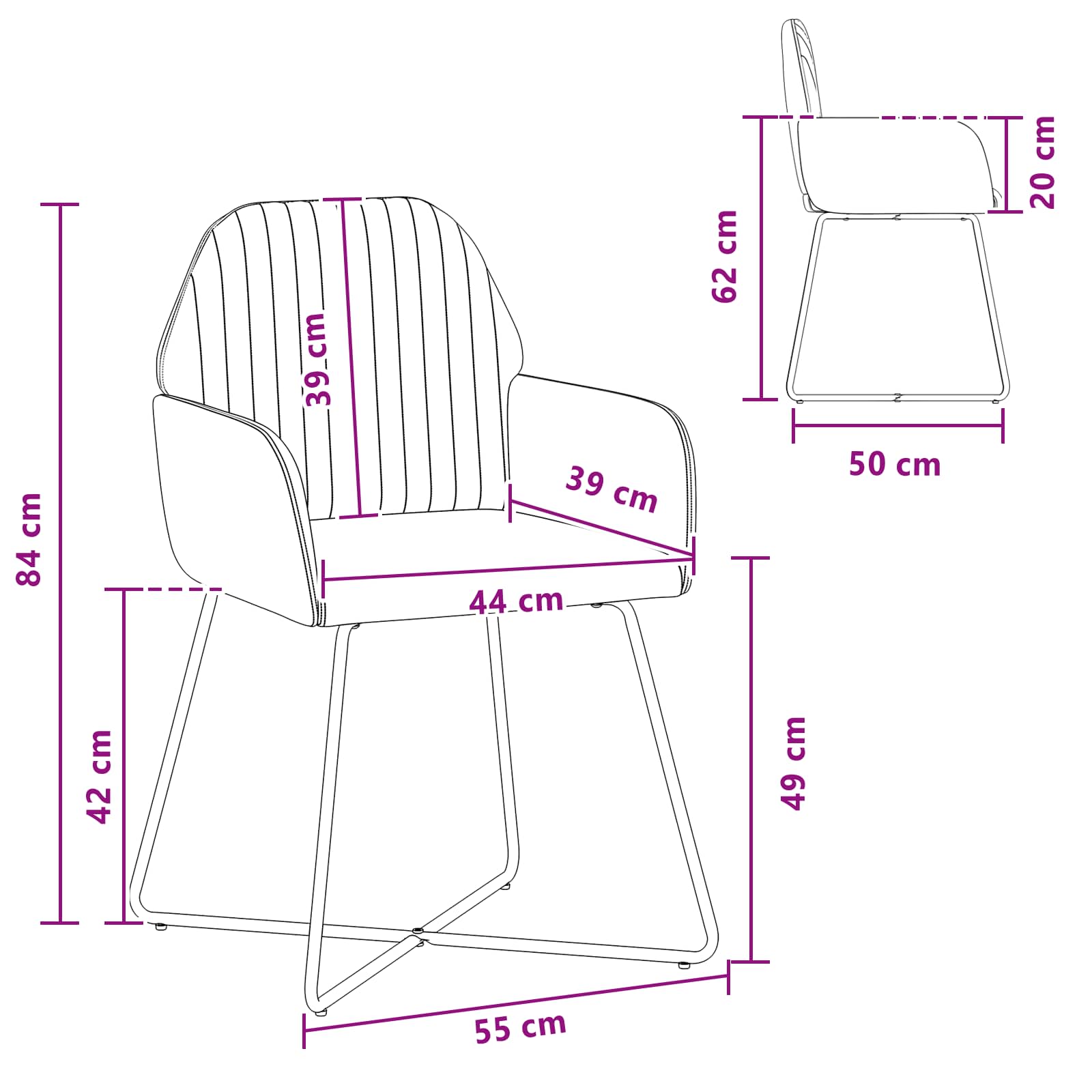 Trpezarijske stolice 6 pcs Baršun Tamnozelena 55 x 50 x 84 cm