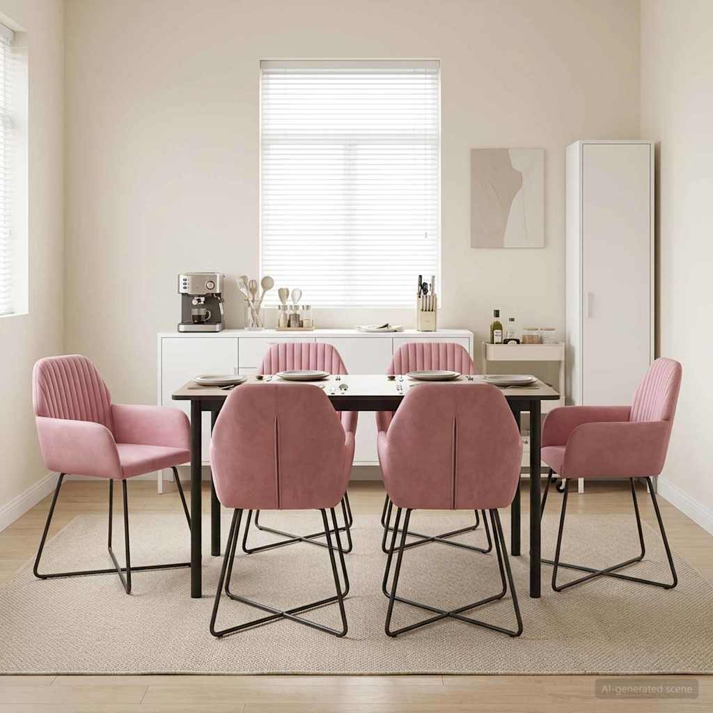 Trpezarijske stolice 6 pcs Baršun Ružičasta 55 x 50 x 84 cm