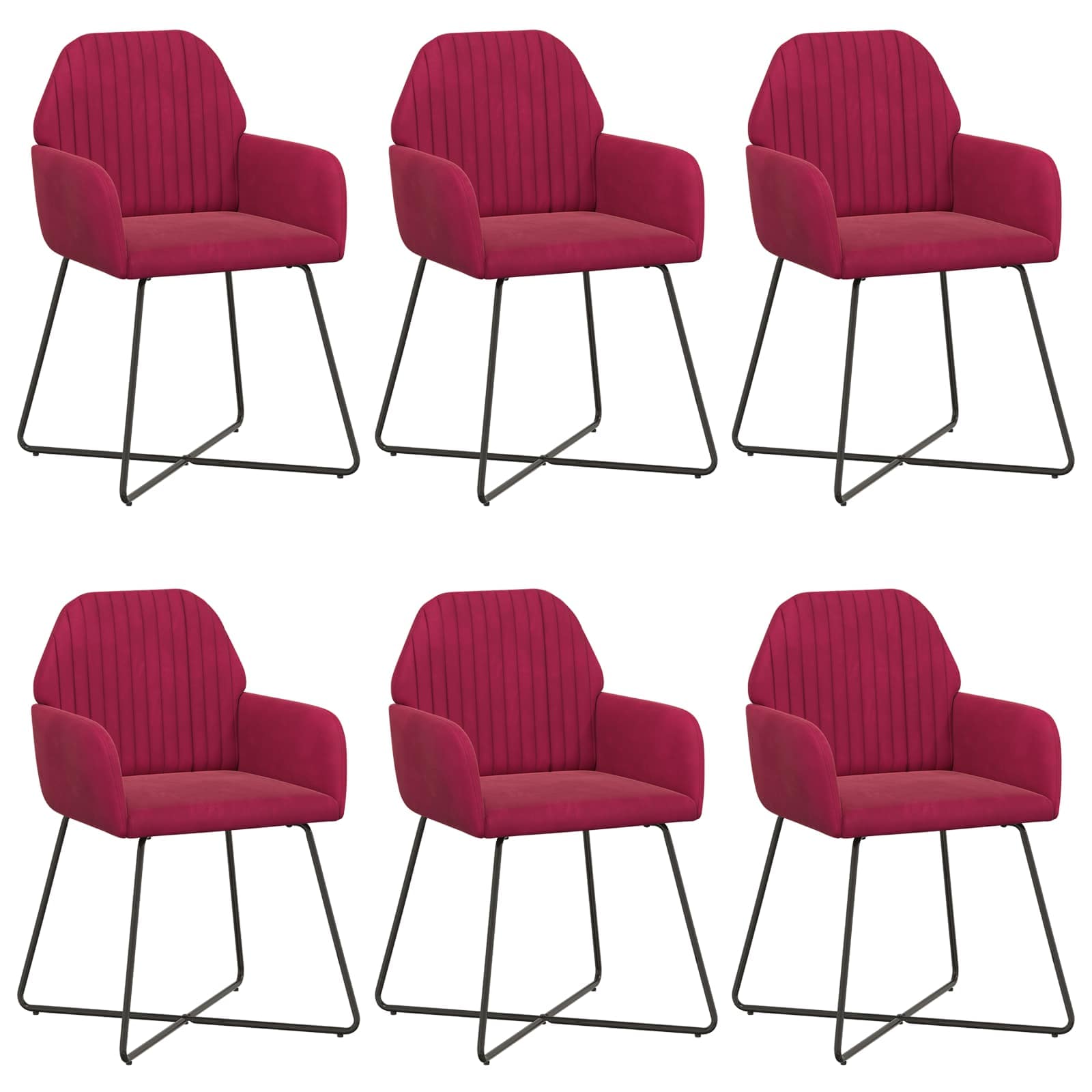 Trpezarijske stolice 6 pcs Baršun Vinska crvena 55 x 50 x 84 cm