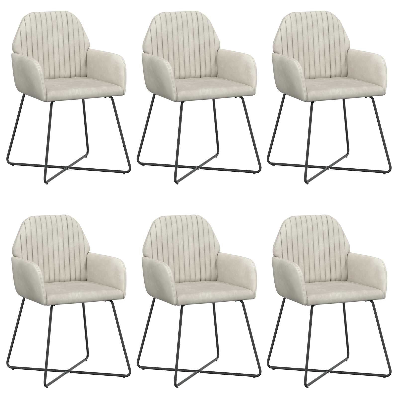Trpezarijske stolice 6 pcs Baršun Krem 55 x 50 x 84 cm