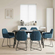 Trpezarijske stolice 6 pcs Baršun Plava 55 x 50 x 84 cm