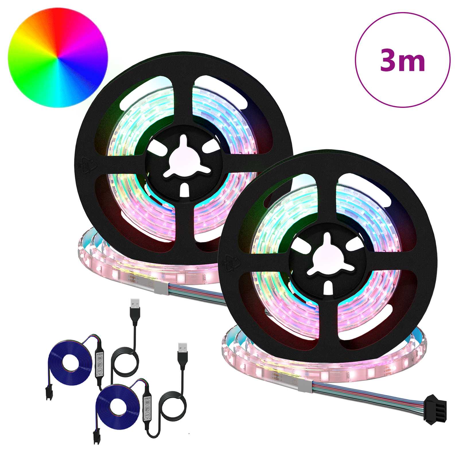 LED traka 2 pcs Crna i prozirna 750 mm Bakar i plastika