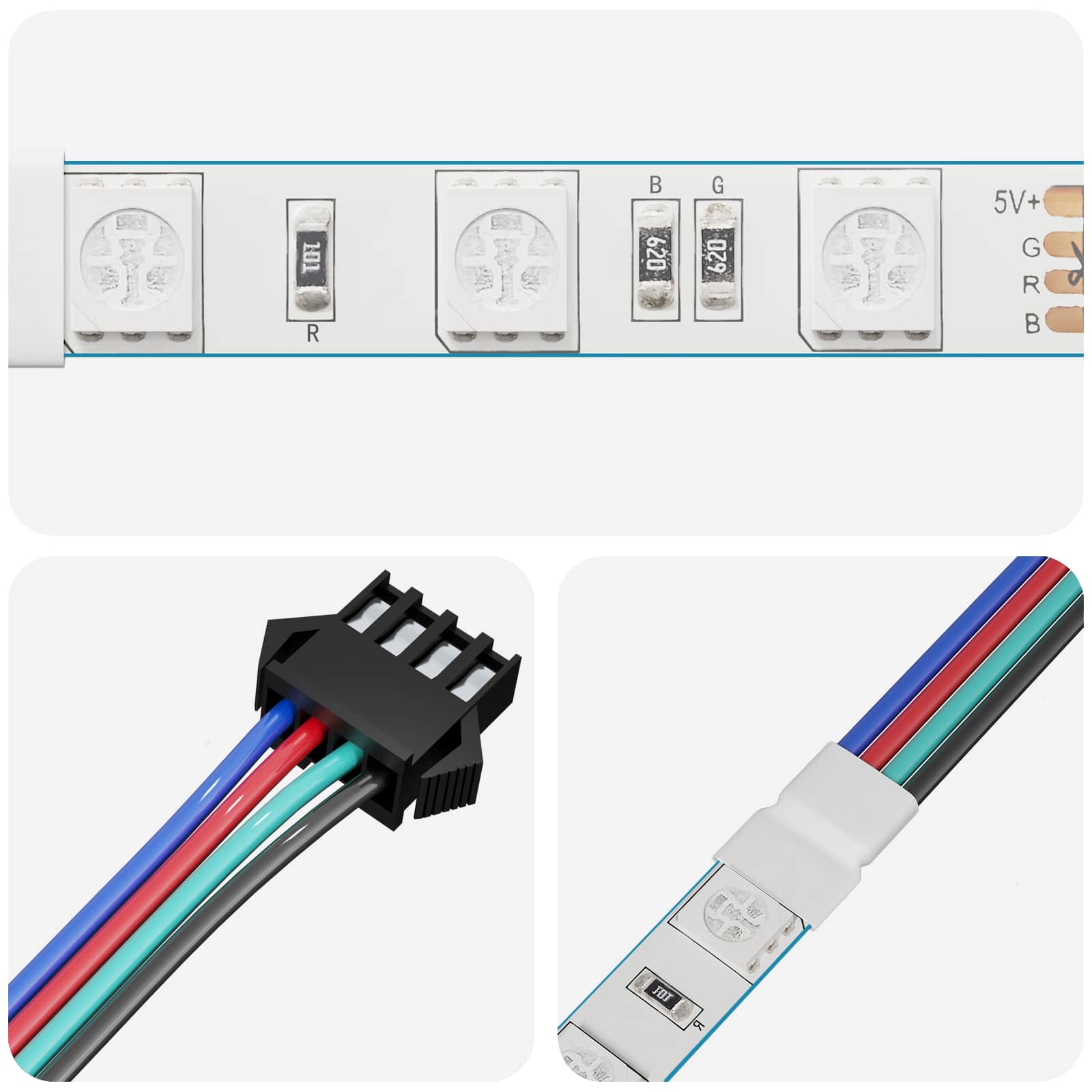 LED traka 2 pcs Crna i bijela 1745 mm Bakar i plastika