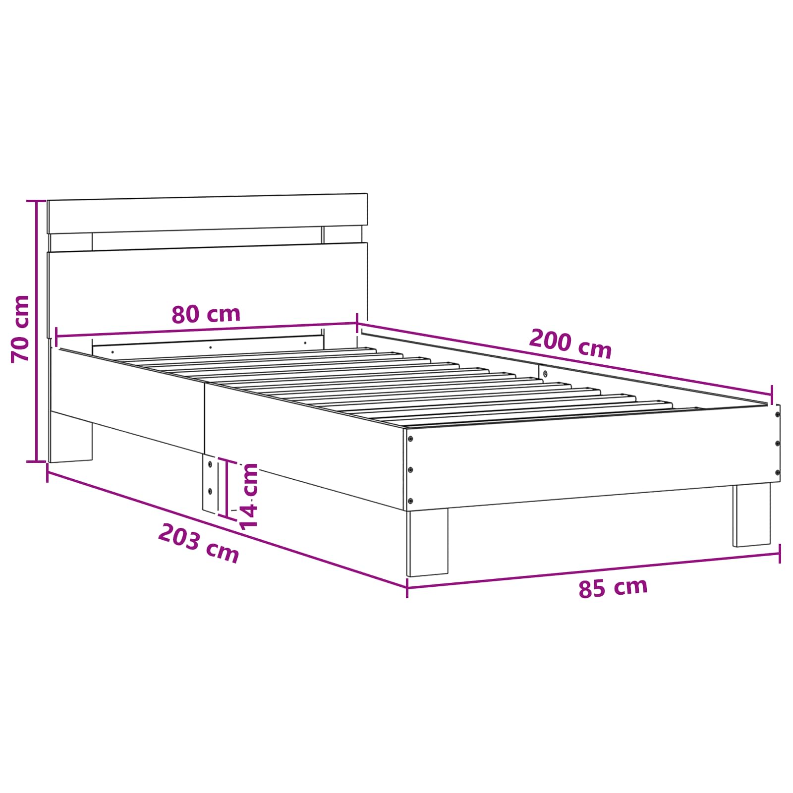 Krevetna konstrukcija s LED svjetlom Bijela 80 x 200 cm