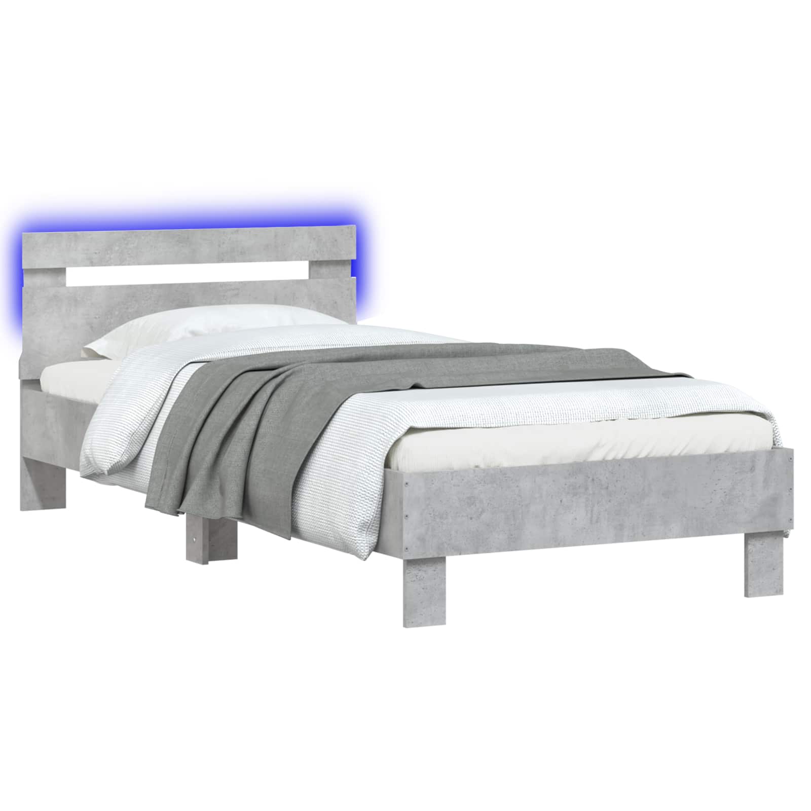 Krevetna konstrukcija s LED svjetlom Betonska siva 80 x 200 cm