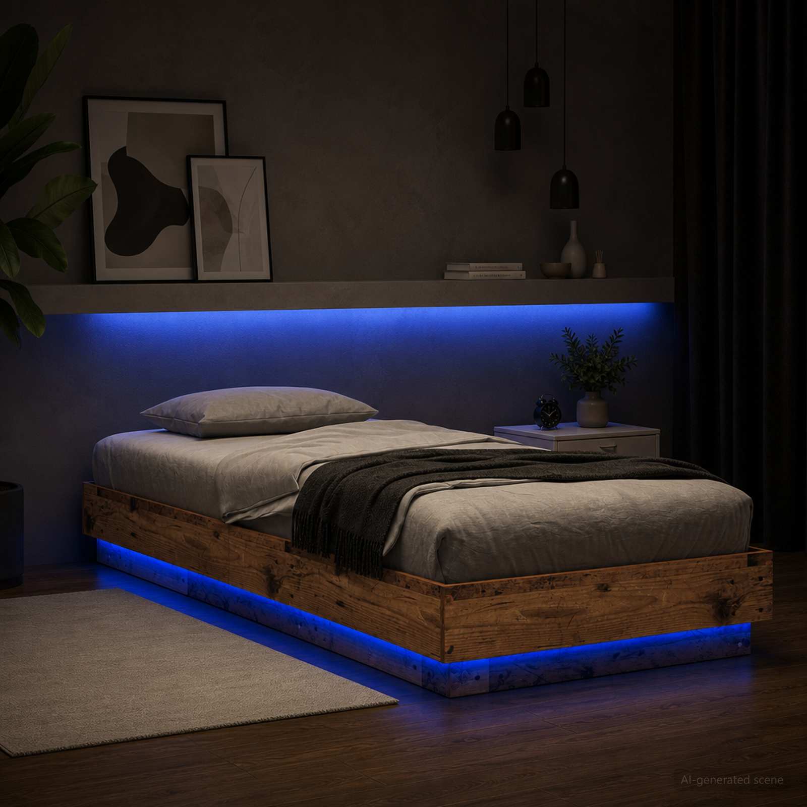Krevetna konstrukcija s LED svjetlom Staro drvo 80 x 200 cm