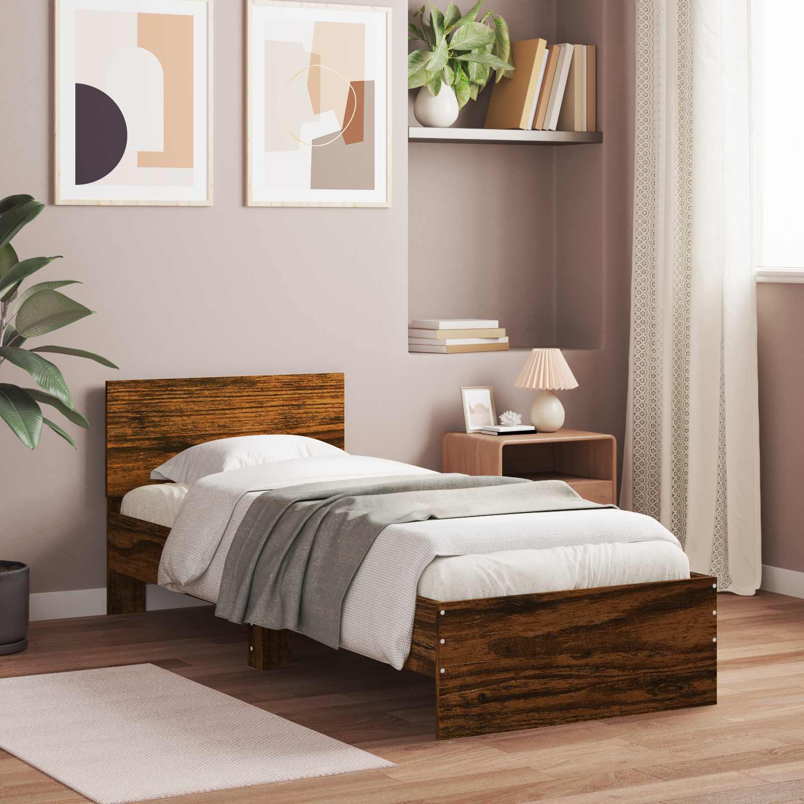Okvir kreveta s uzglavljem Dimljeni hrast 80 x 200 cm