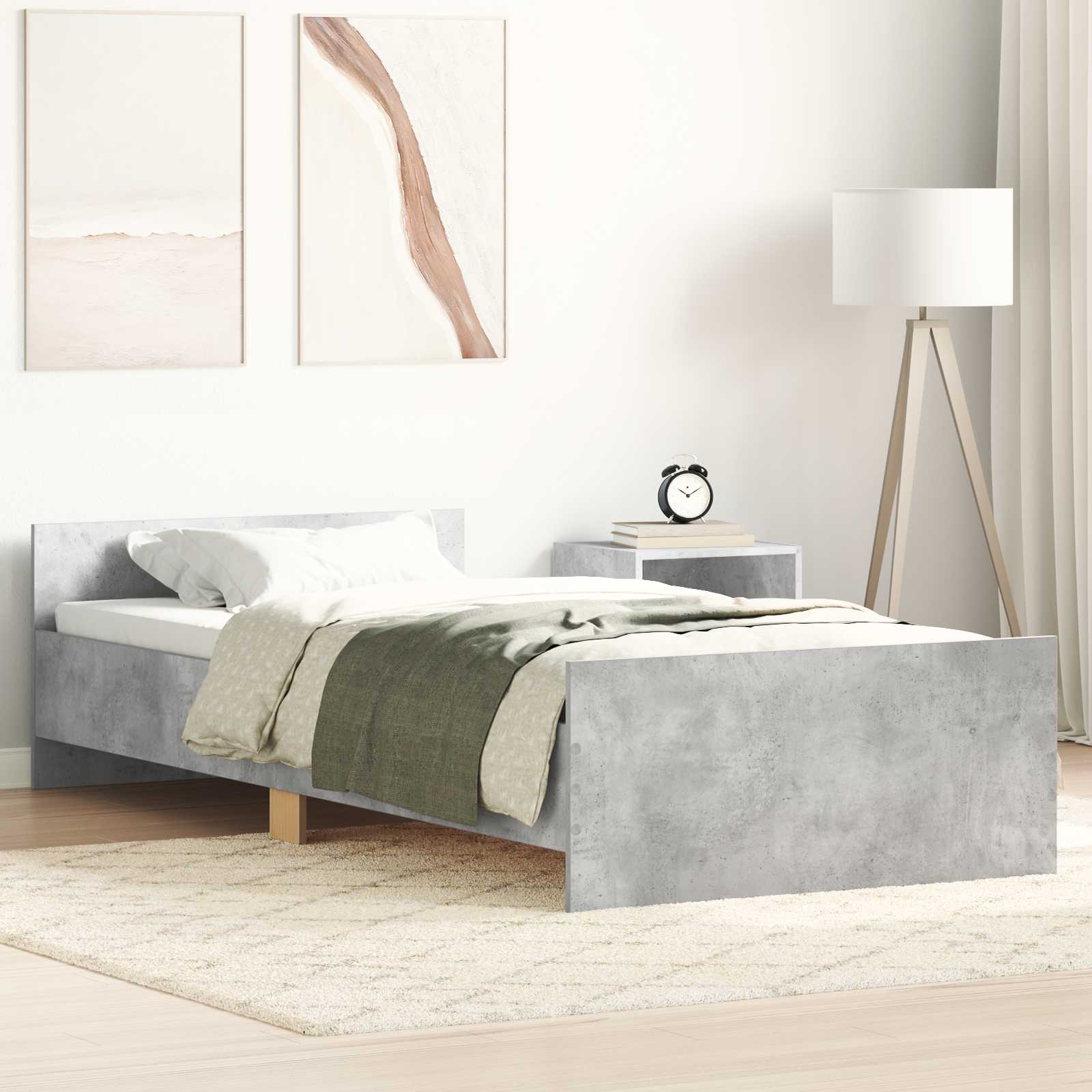 Okvir kreveta s uzglavljem Betonska siva 80 x 200 cm