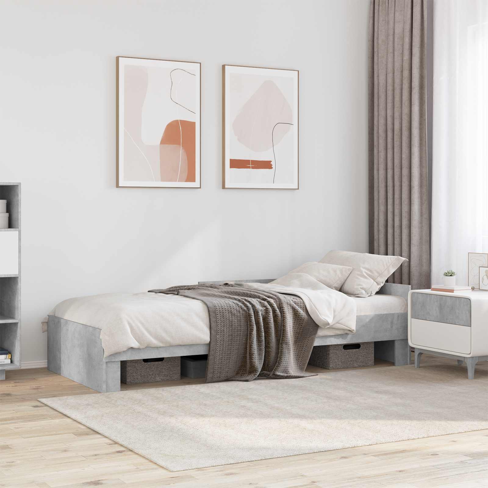 Okvir kreveta s uzglavljem Betonska siva 80 x 200 cm