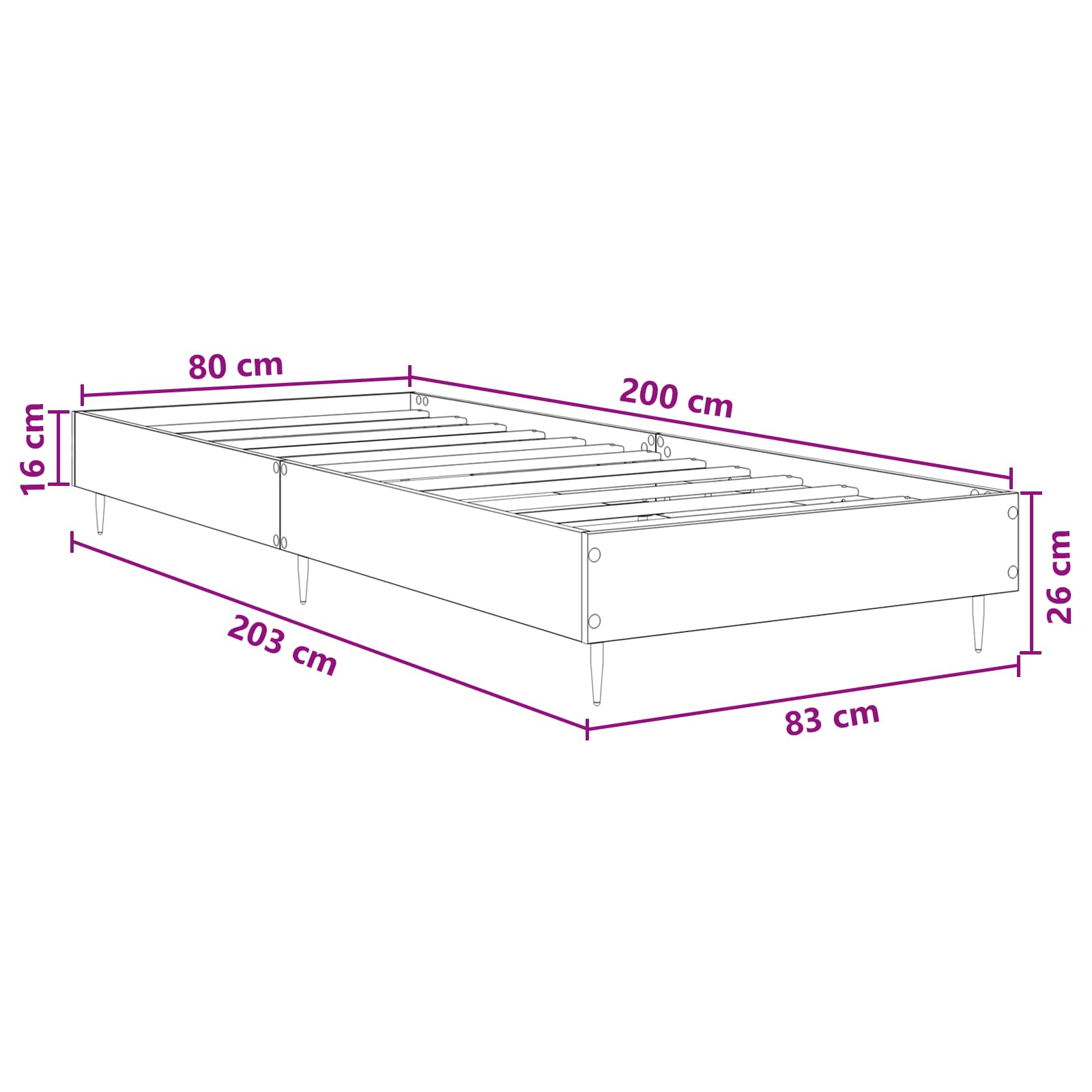 Krevetna konstrukcija Hrast sonoma 80 x 200 cm