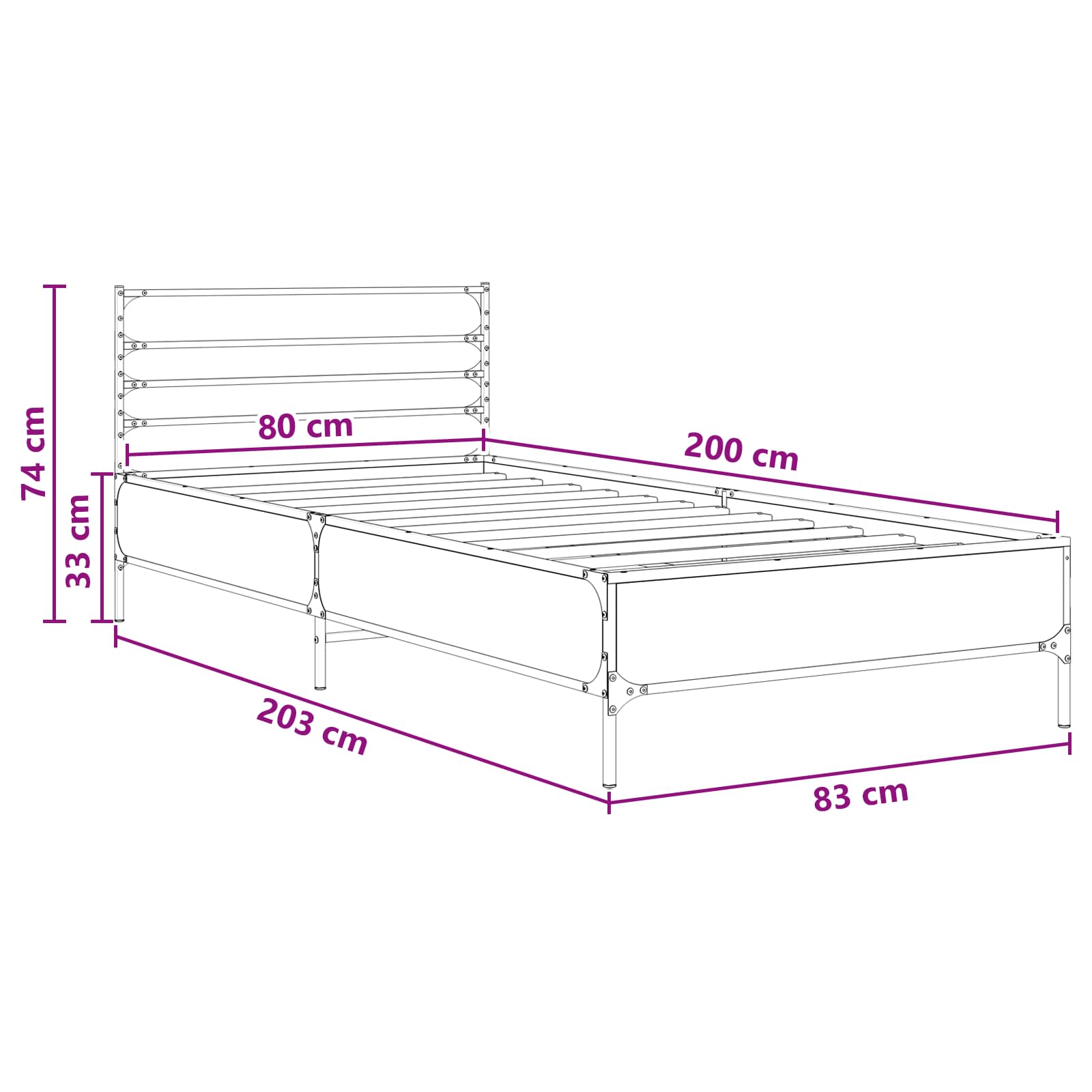 Krevetna konstrukcija Crni hrast 80 x 200 cm Konstruirano drvo