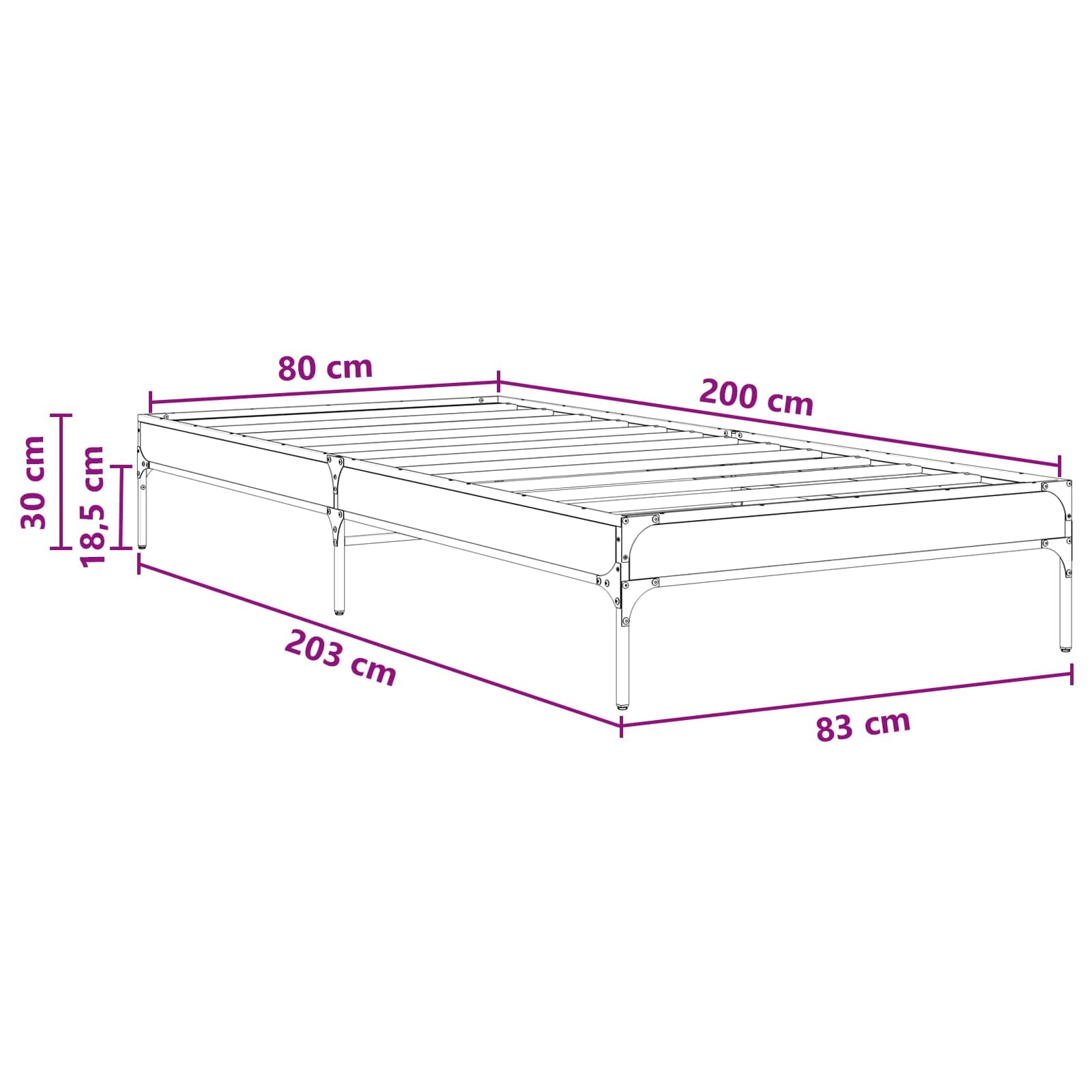 Krevetna konstrukcija Staro drvo 80 x 200 cm Konstruirano drvo