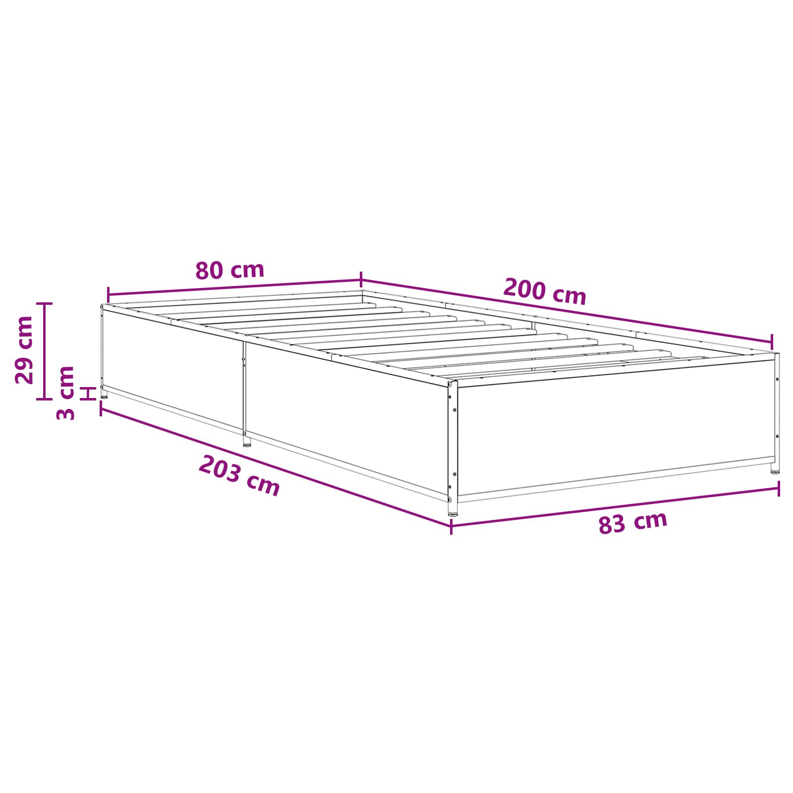 Krevetna konstrukcija Crni hrast 80 x 200 cm Konstruirano drvo
