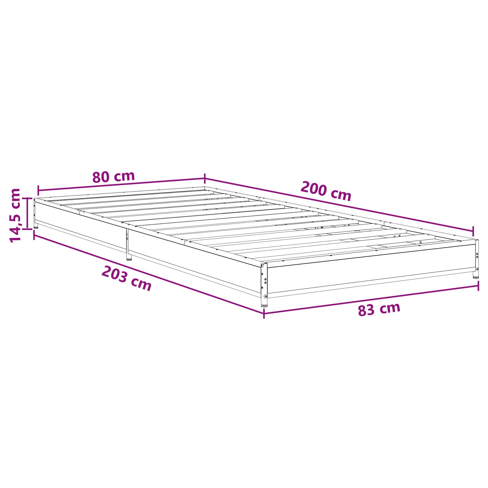 Krevetna konstrukcija Siva Sonoma 80 x 200 cm Konstruirano drvo