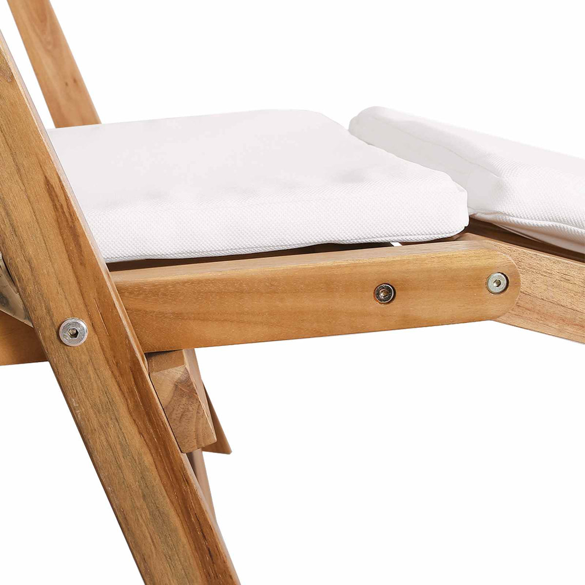 Preklopna ležaljka s jastučićem Bijela Čvrsto teak drvo