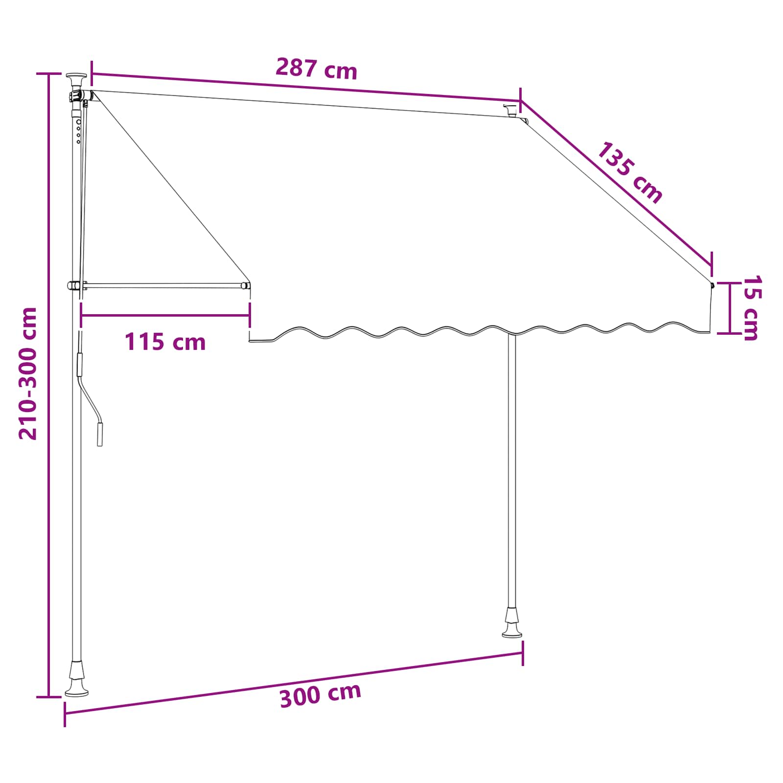 Ručno sklopiva tenda Smeđa 300 cm