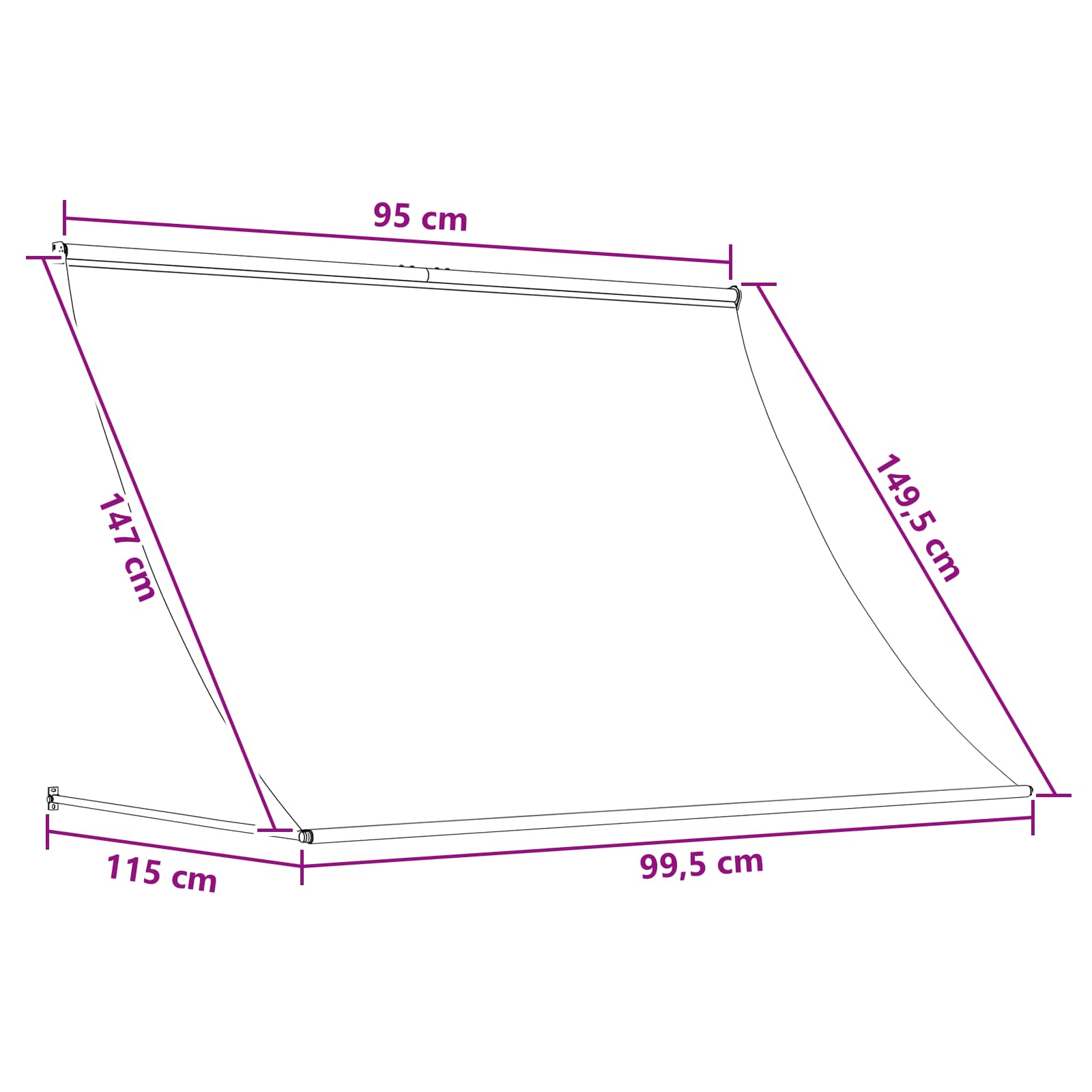 Nadstrešnica Svjetlosiva 100 x 150 cm