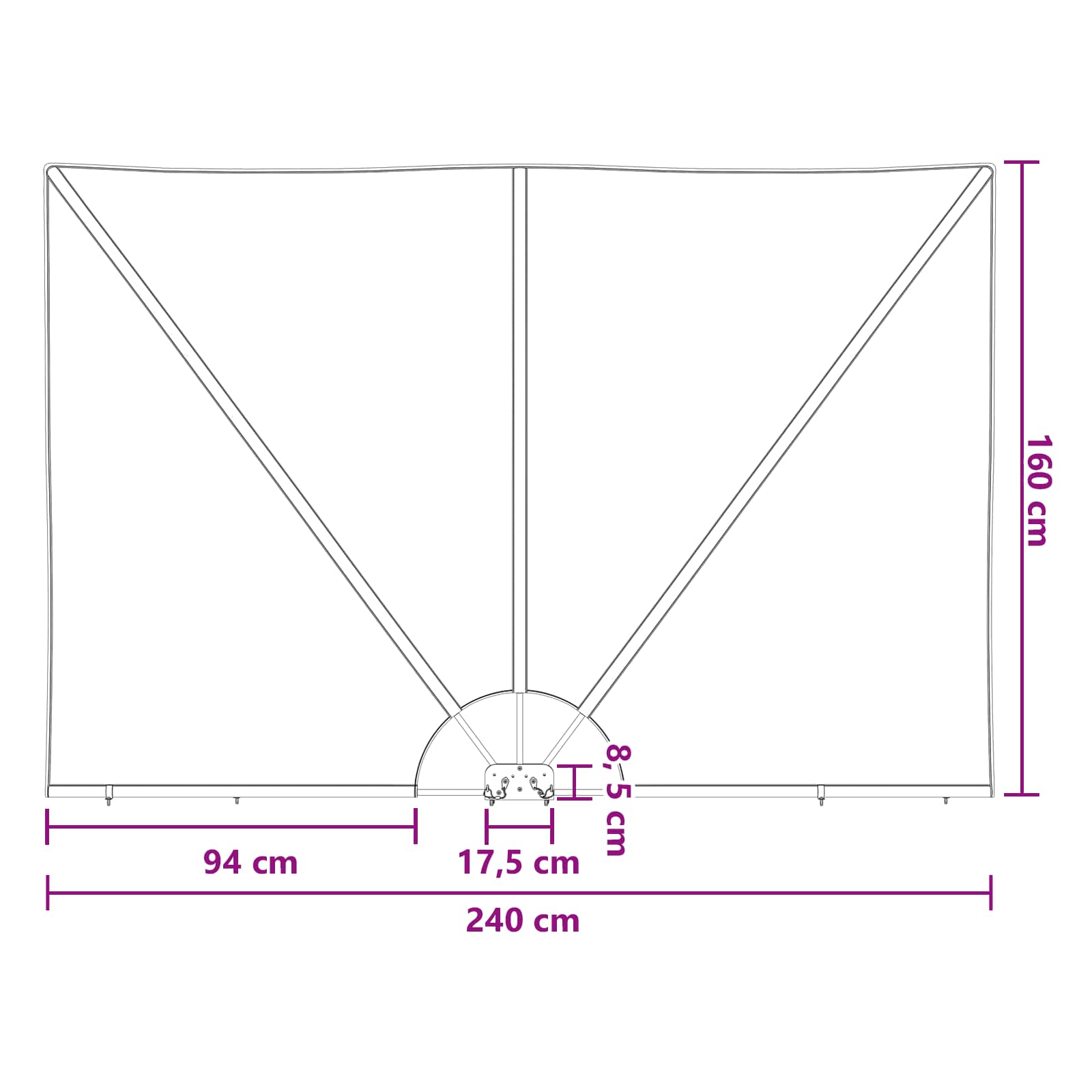 Zaslon za privatnost na balkonu 160 x 240 cm Poliester