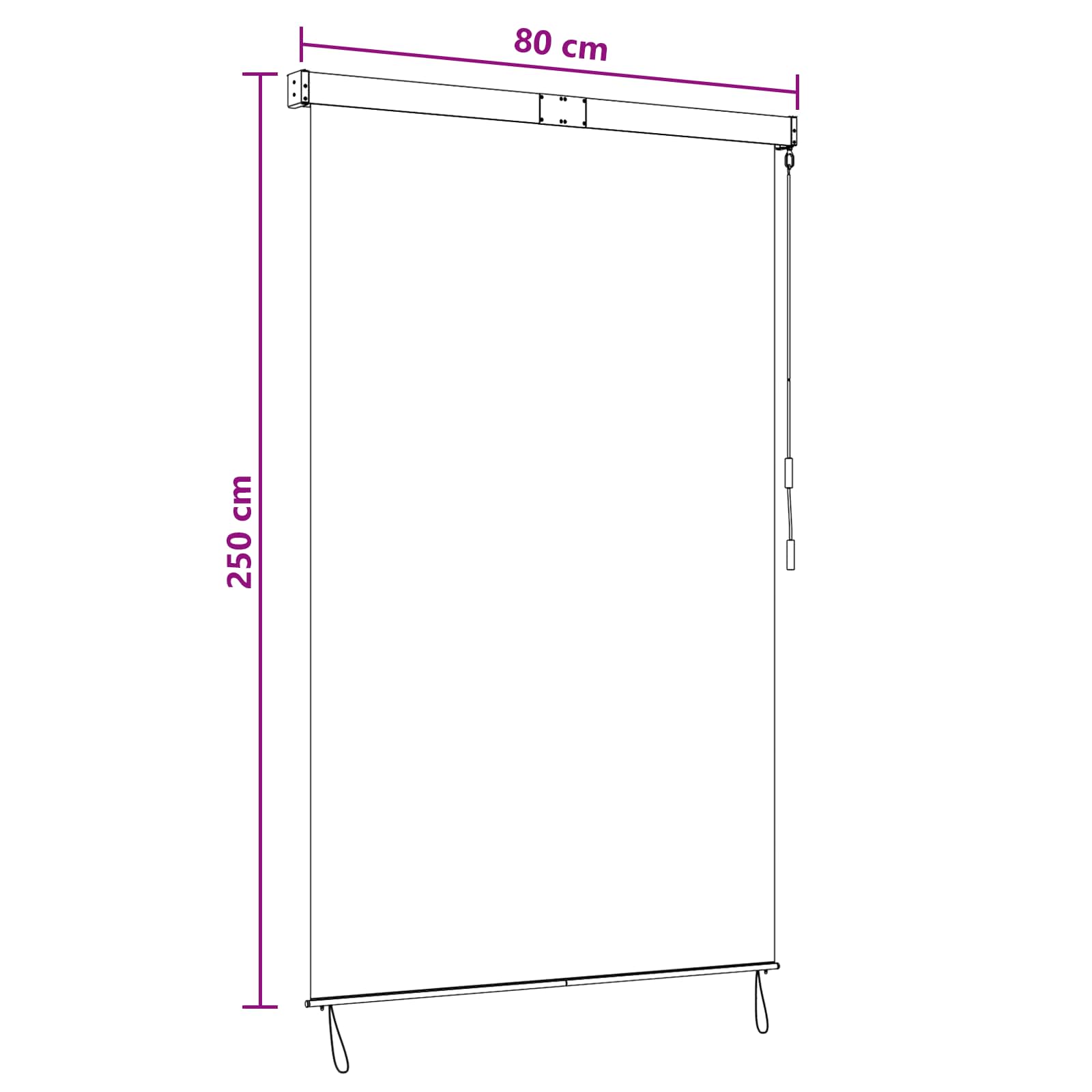 Rolo zavjesa Crna 80 x 250 cm Tkanina i aluminij