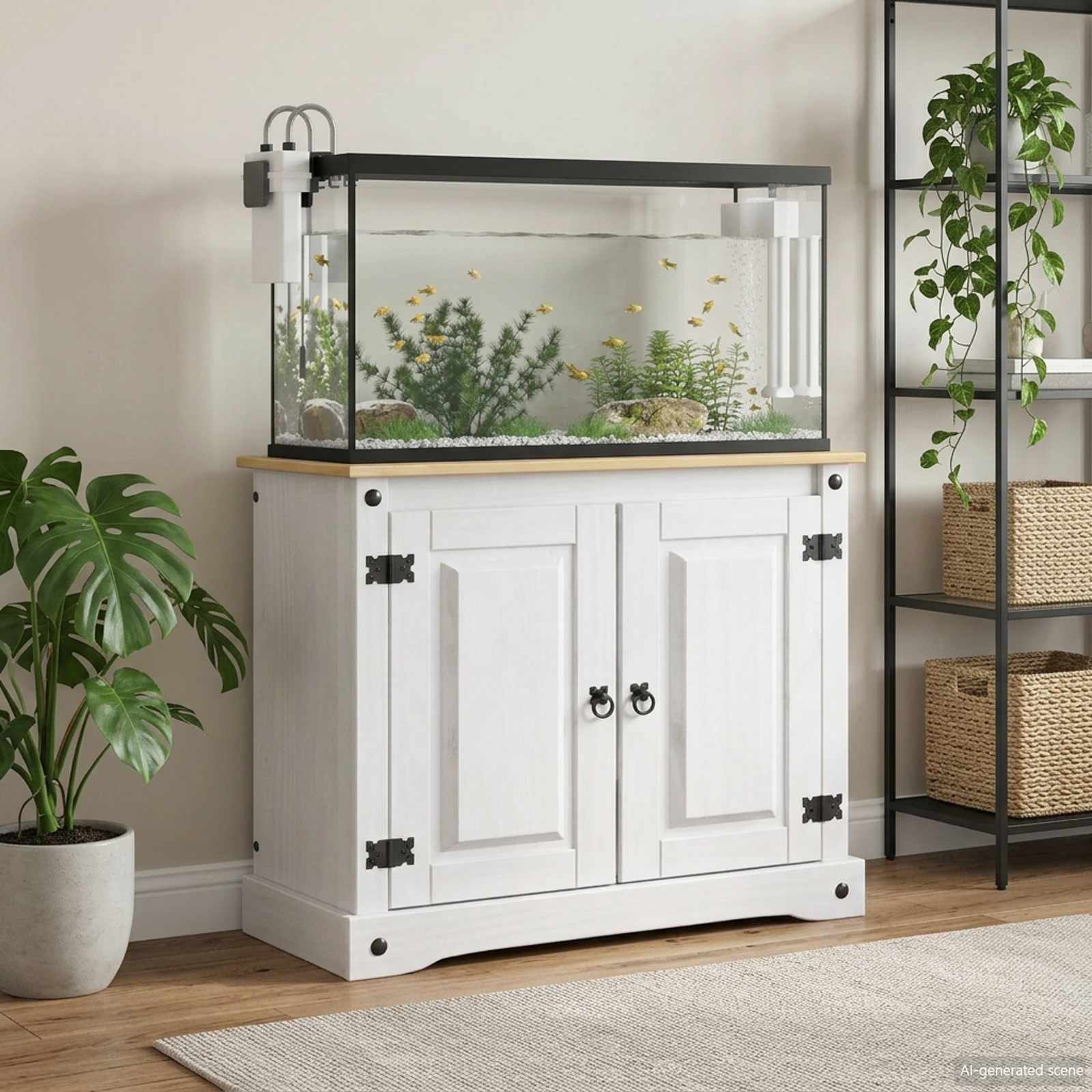 Stalak za akvarij CORONA Bijela i smeđa 81,5 x 37 x 73 cm