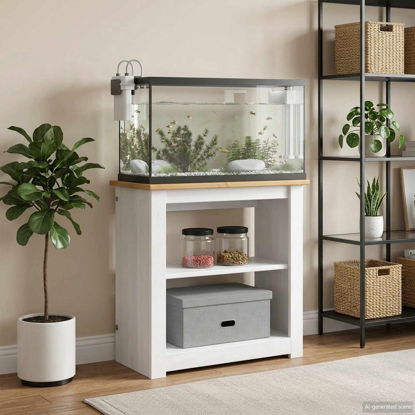 Stalak za akvarij PANAMA Bijela i smeđa 60 x 30 x 60 cm 150 kg
