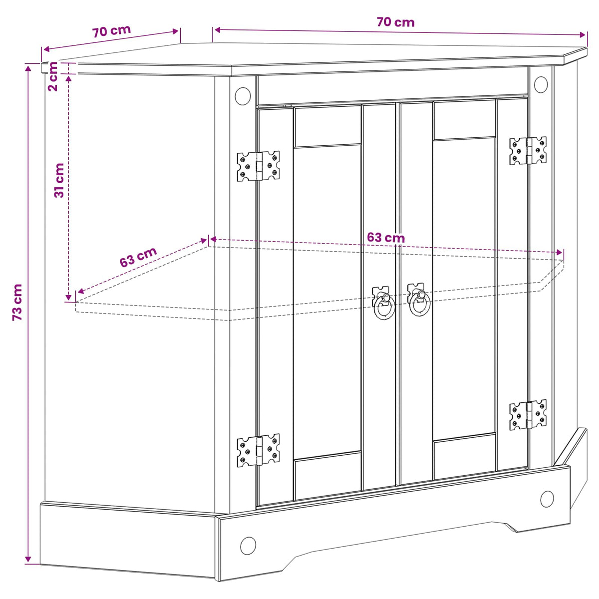 Stalak za akvarij CORONA Smeđa 70 x 70 x 73 cm 300 kg