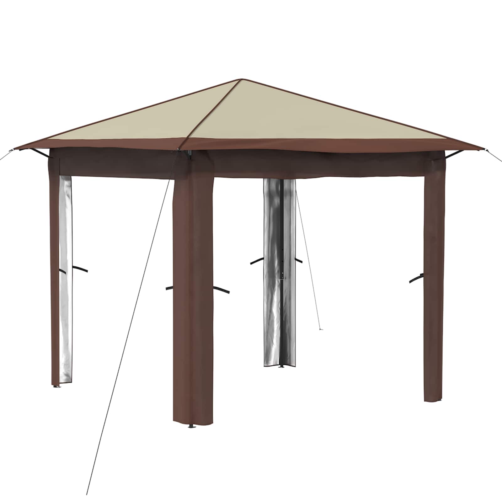 Gazebo bez bočne strane 2,6 x 2,6 m Krema i smeđa