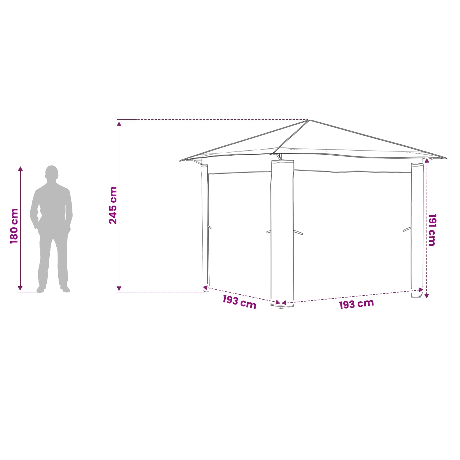 Gazebo bez bočne strane 2,6 x 2,6 m Bež i smeđa