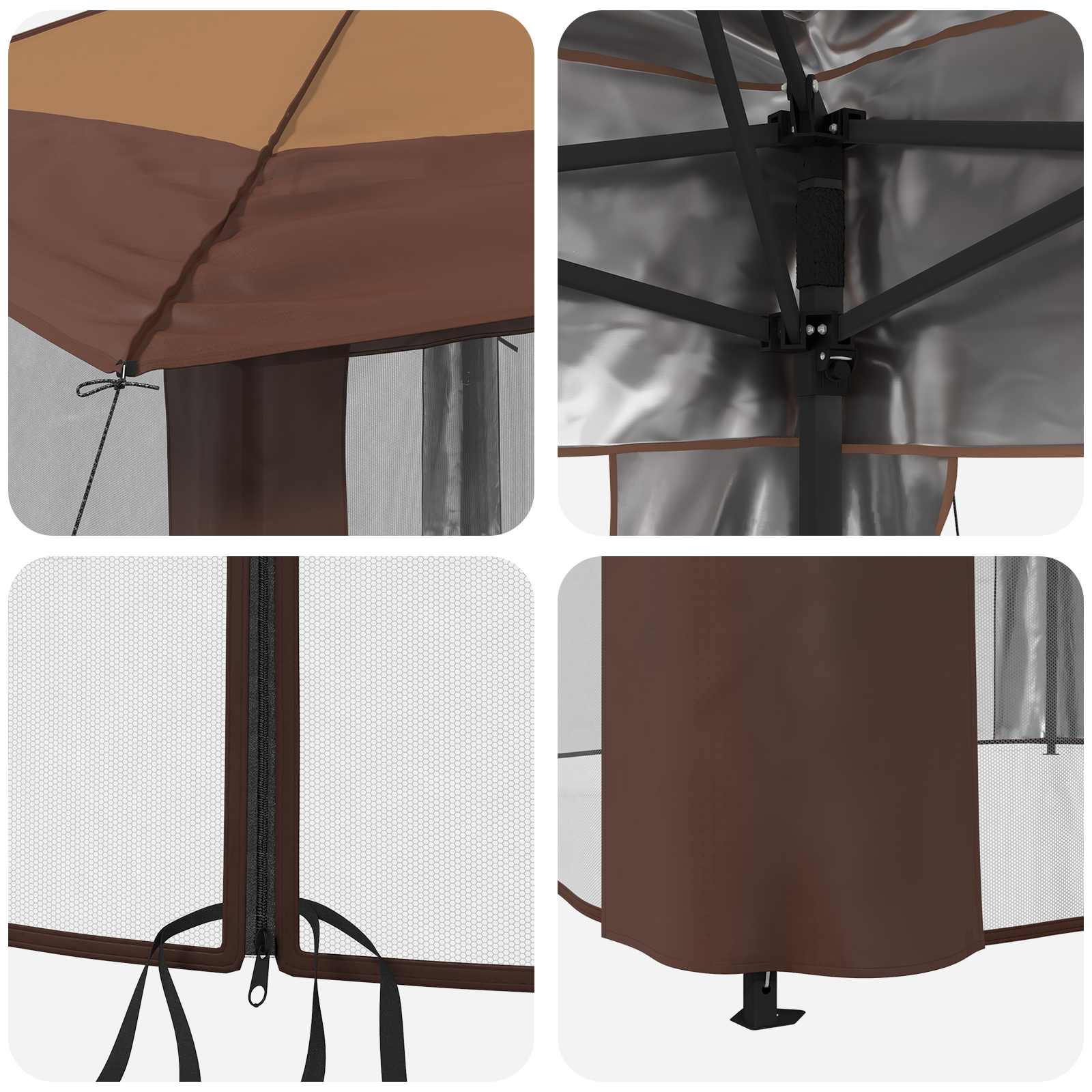 Gazebo s 4 bočne strane 2,6 x 2,6 m Bež i smeđa