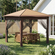 Gazebo s 4 bočne strane 2,6 x 2,6 m Bež i smeđa
