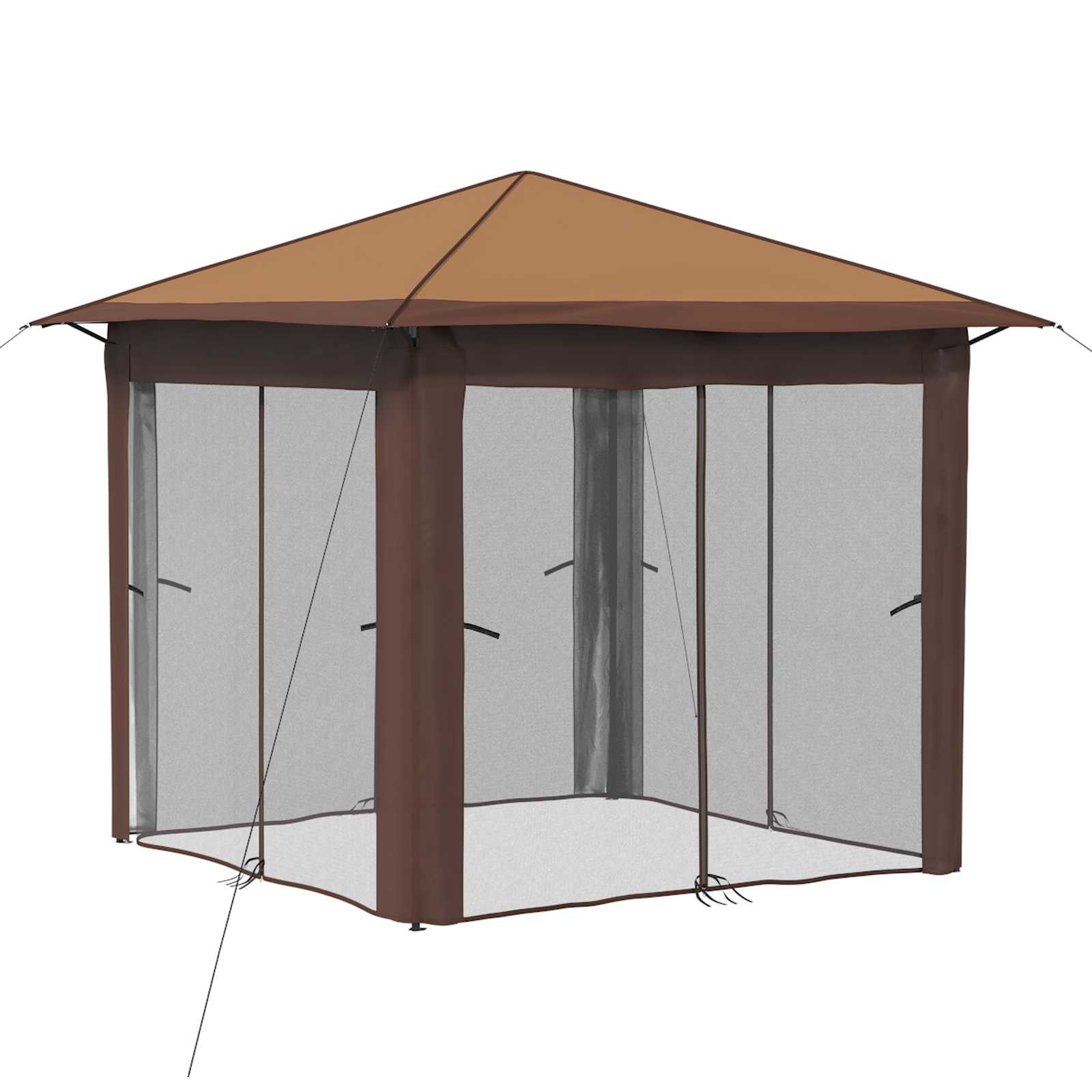 Gazebo s 4 bočne strane 2,6 x 2,6 m Bež i smeđa