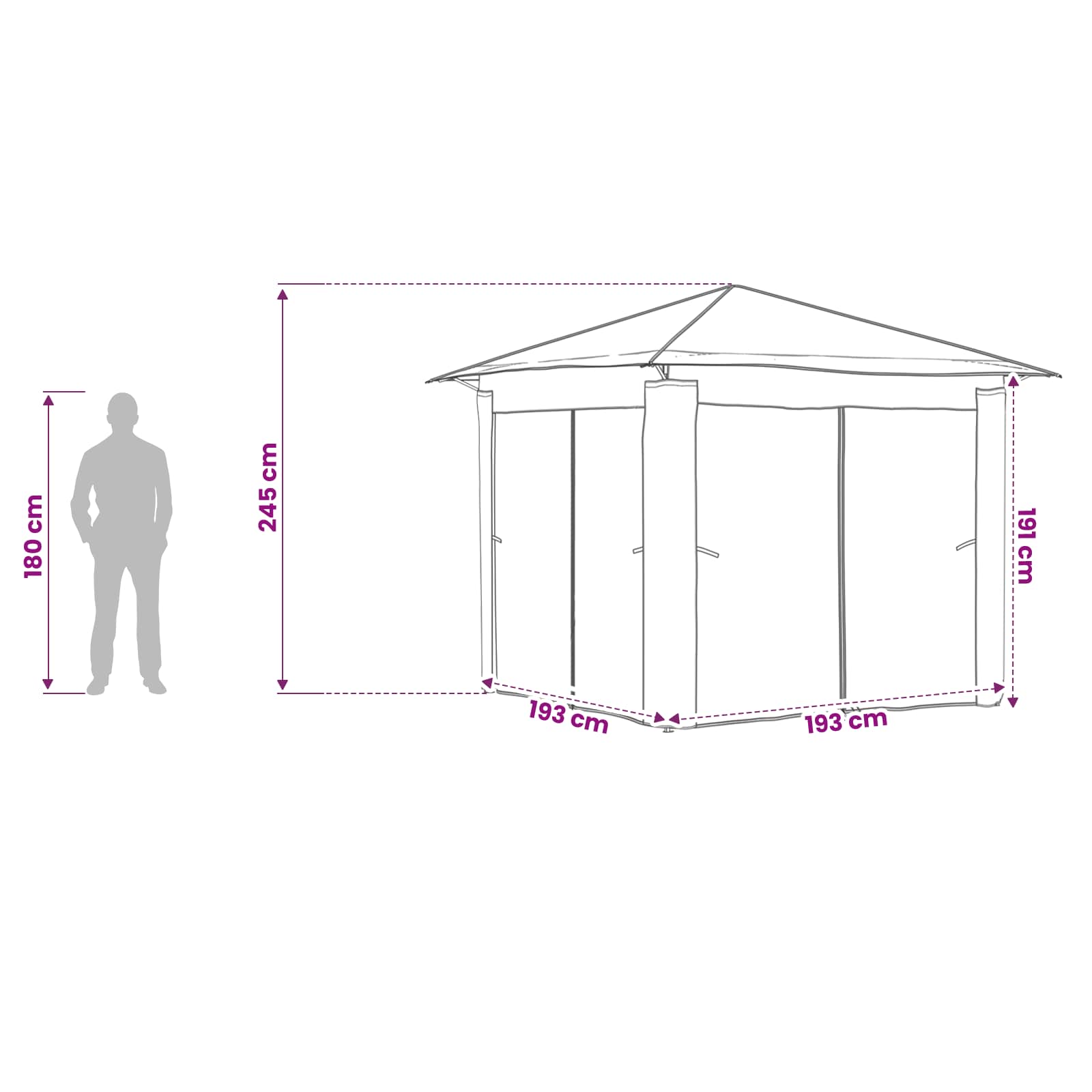 Gazebo s 4 bočne strane 2,6 x 2,6 m Bež i smeđa