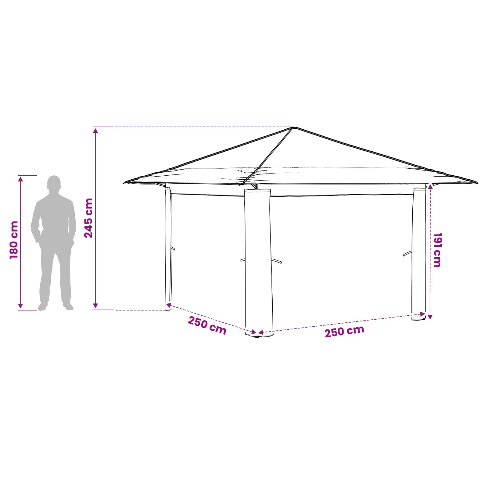 Gazebo bez bočne strane Bež i smeđa