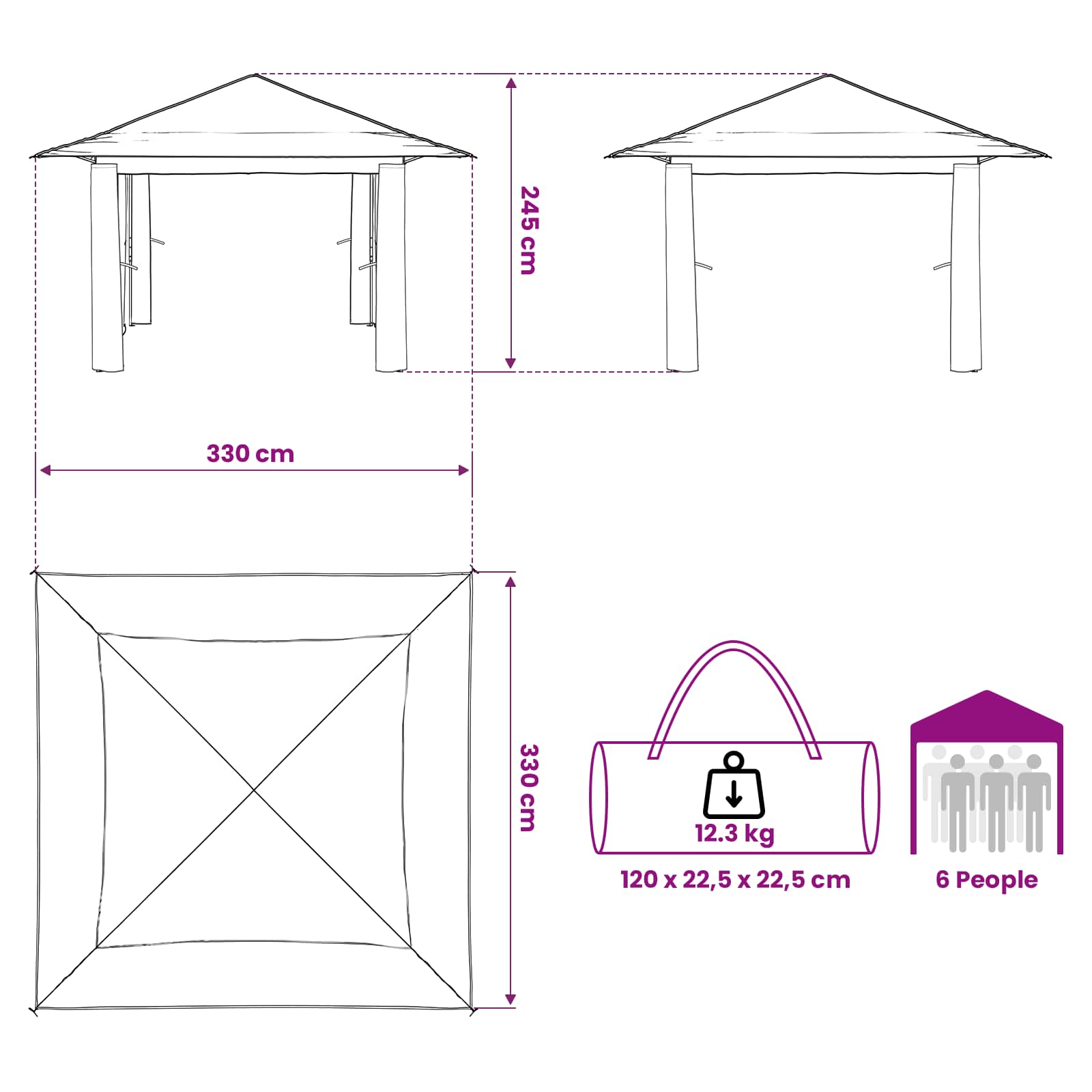 Gazebo bez bočne strane Bež i smeđa