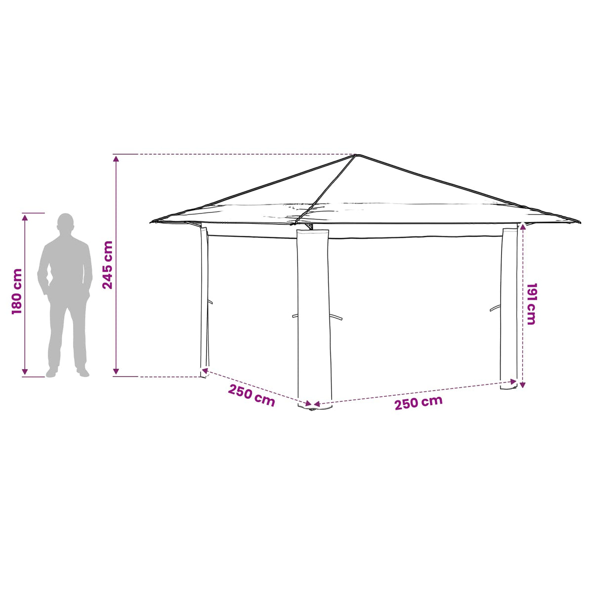Gazebo bez bočne strane Svjetlosiva i antracit