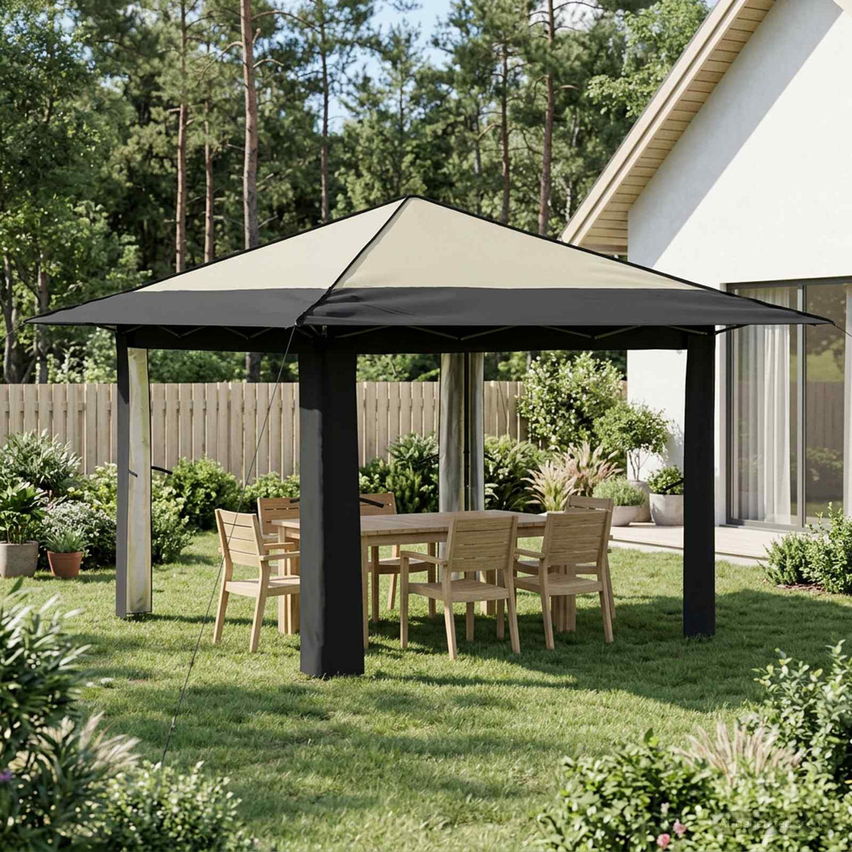 Gazebo bez bočne strane Krem i Antracit