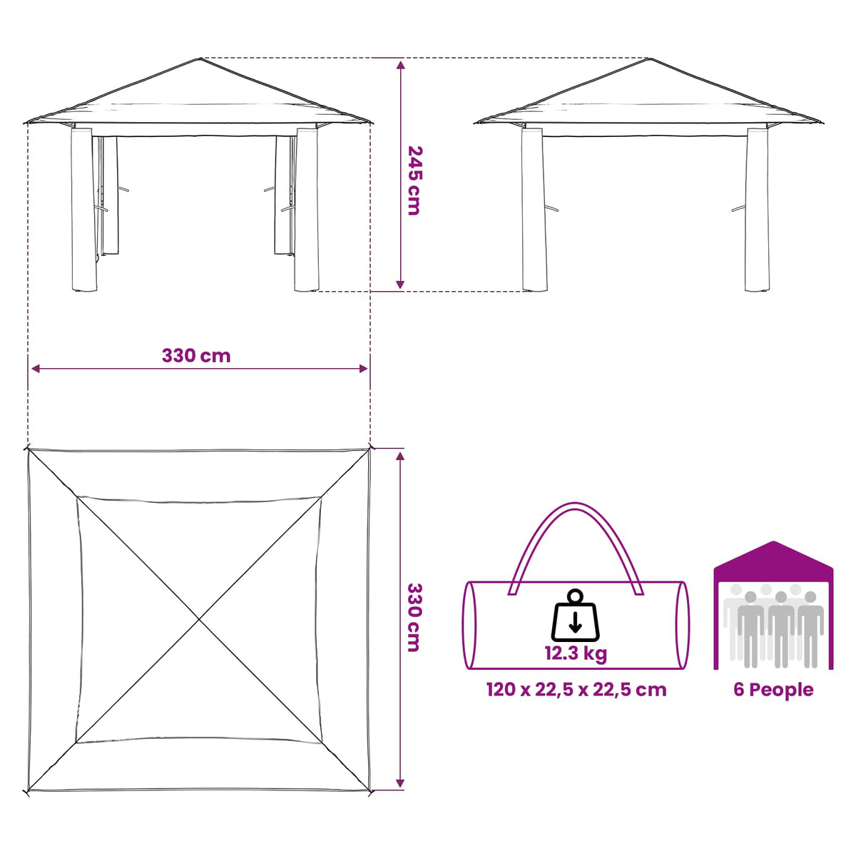 Gazebo bez bočne strane Krem i Antracit