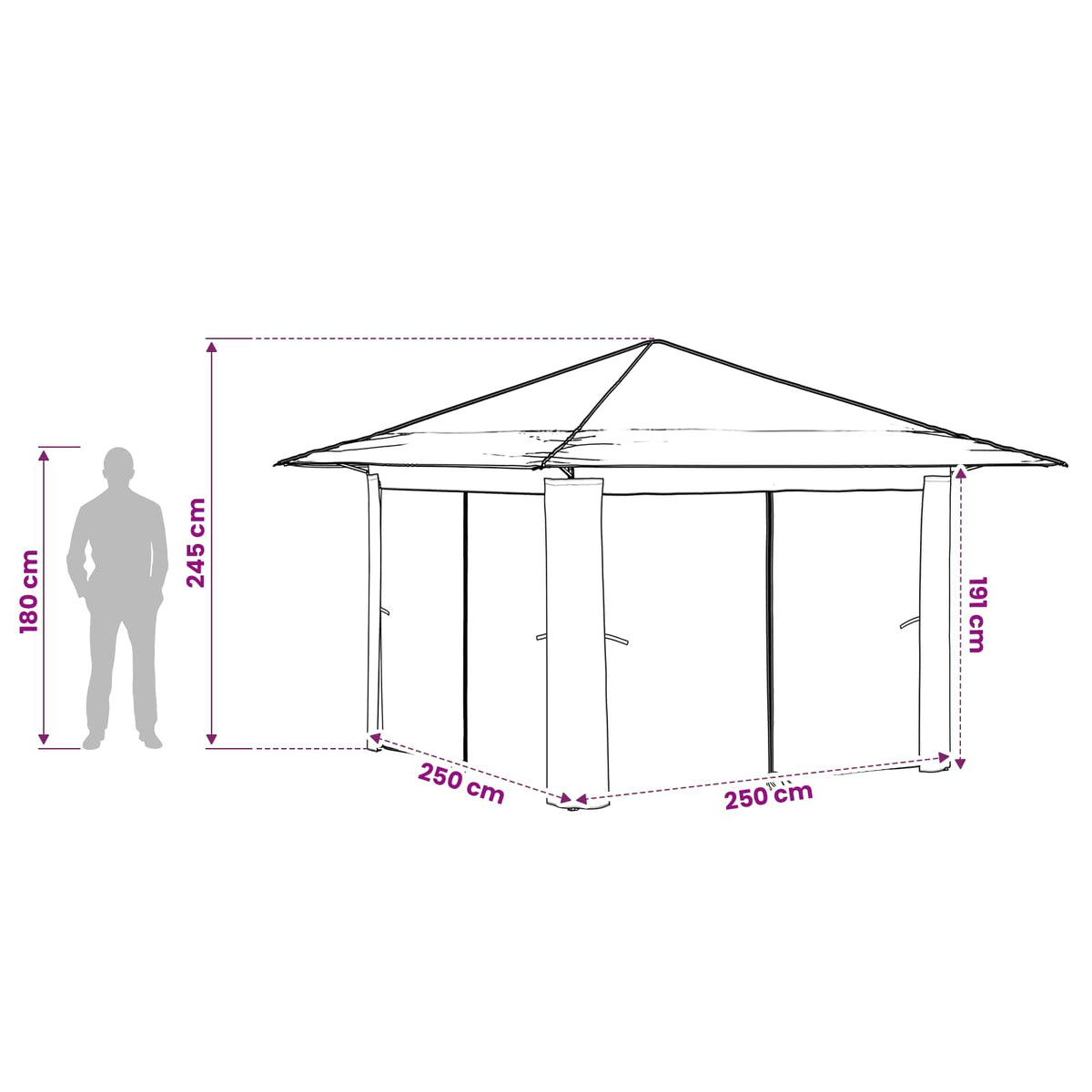 Gazebo s 4 bočne strane Svjetlosiva i antracit