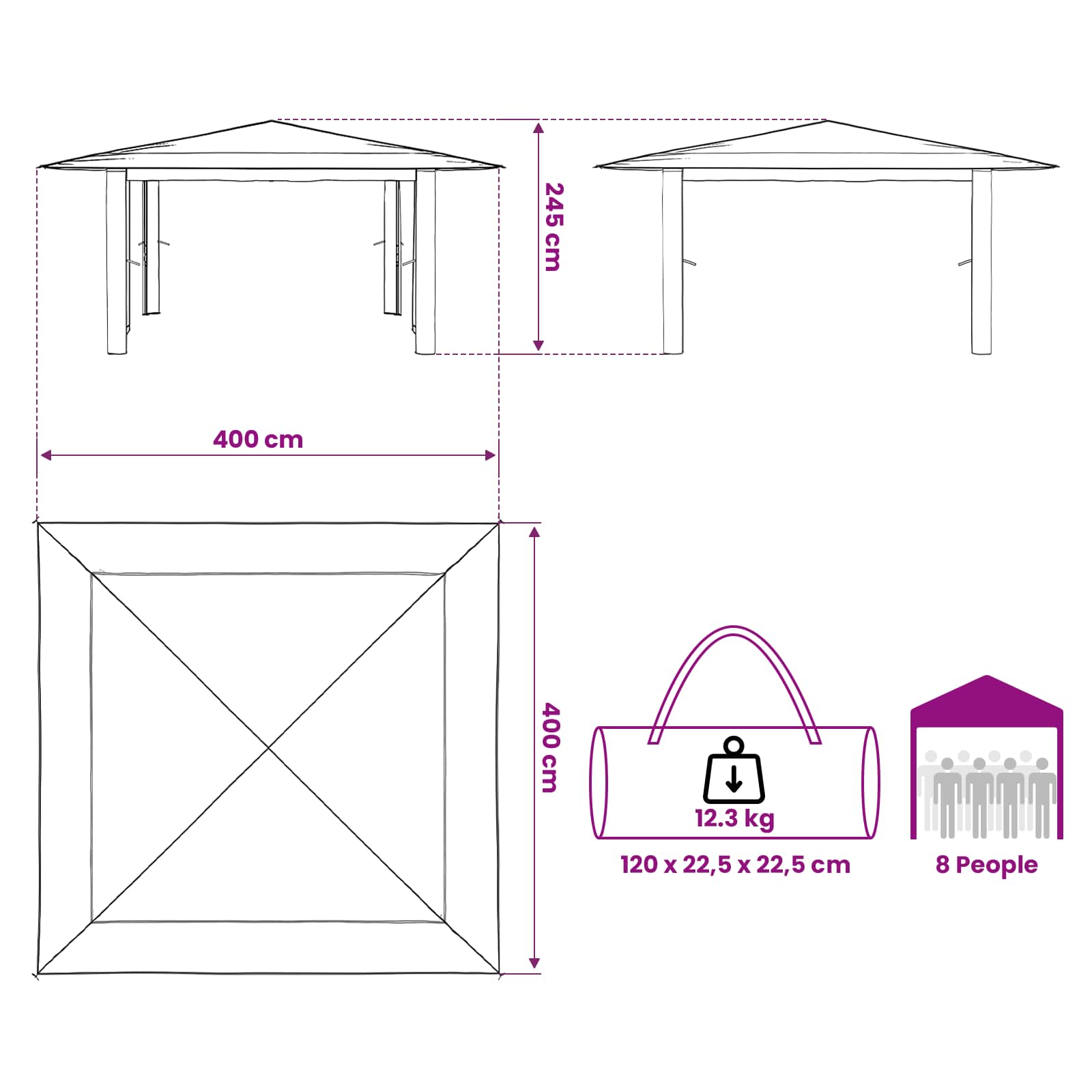 Gazebo bez bočnih strana 4 x 4 m Krema i smeđa