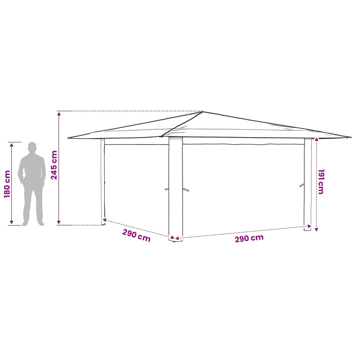 Gazebo bez bočnih strana 4 x 4 m Svjetlosiva i antracit