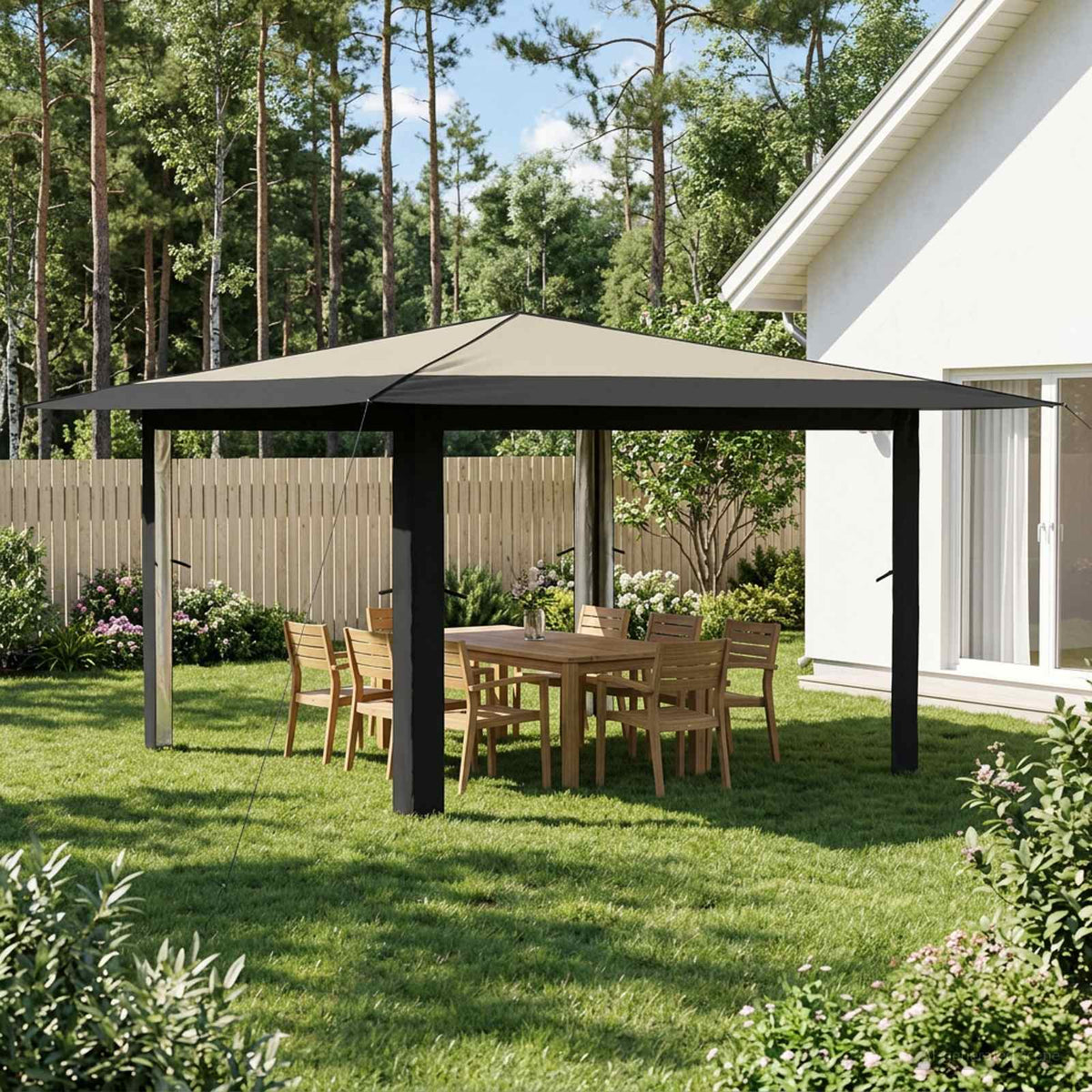 Gazebo bez bočnih strana 4 x 4 m Krem i Antracit